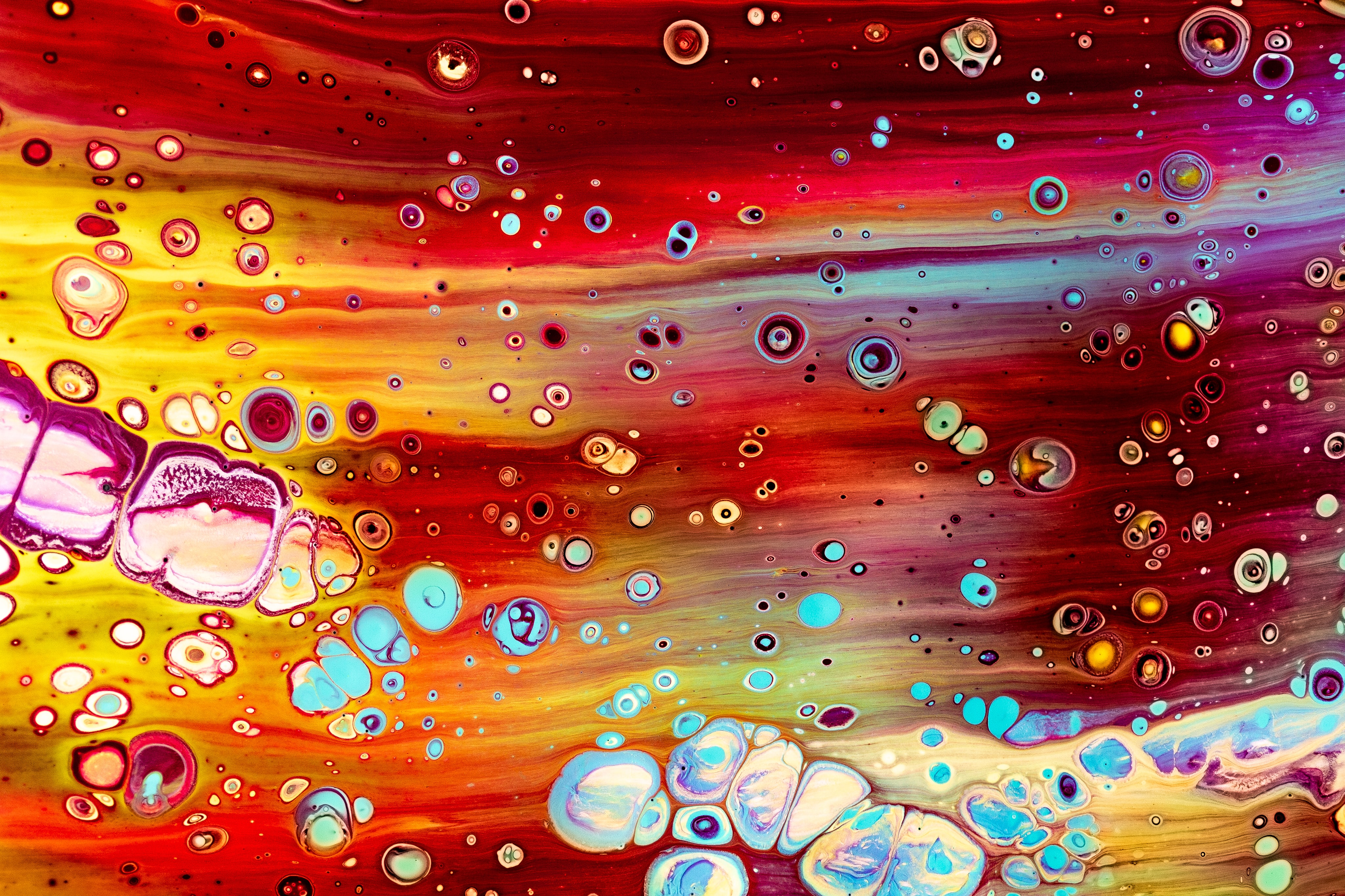 Free download wallpaper Motley, Paint, Multicolored, Abstract, Divorces, Bubbles, Liquid on your PC desktop