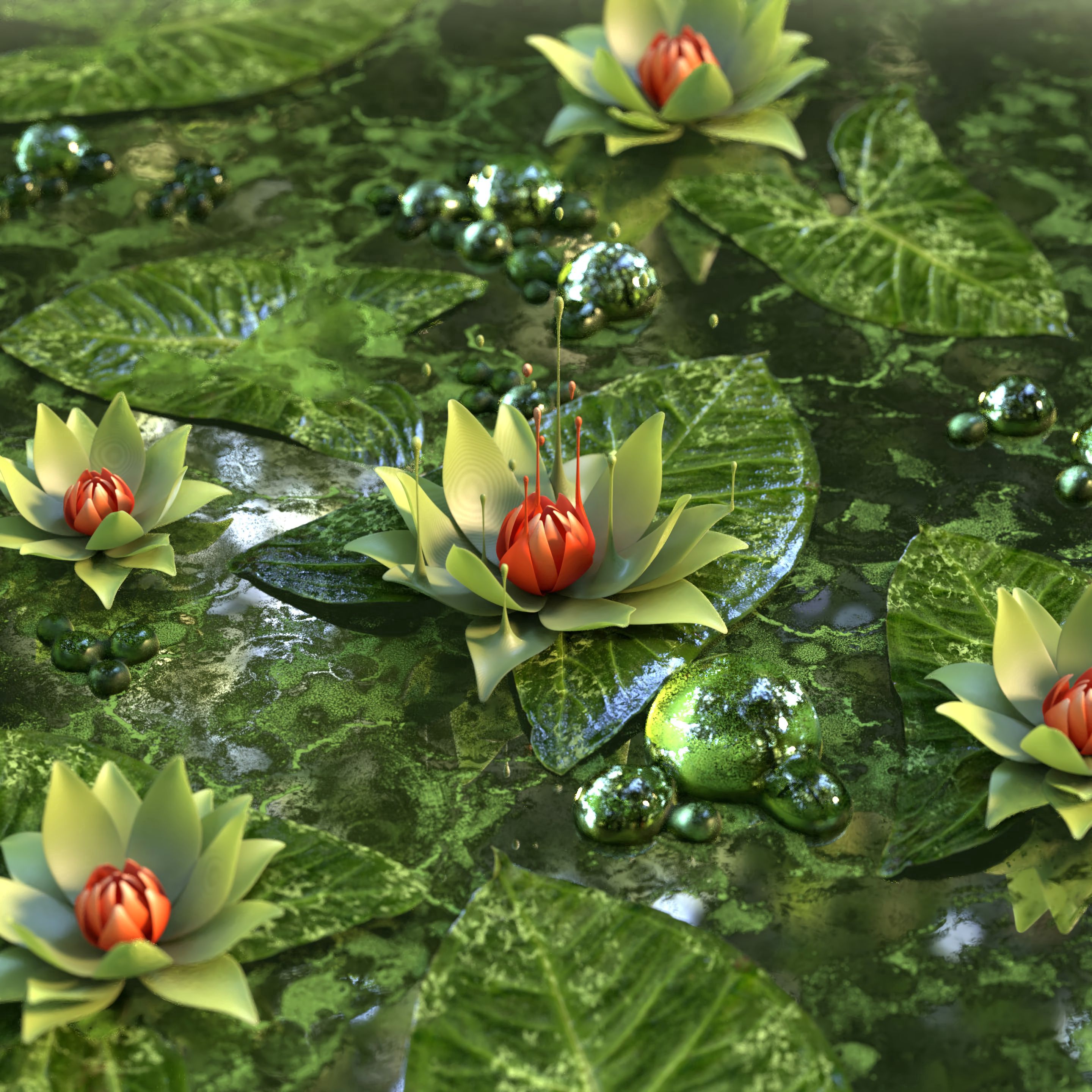 52898 descargar imagen flor, 3d, loto, verde, lirio de agua, nenúfar: fondos de pantalla y protectores de pantalla gratis