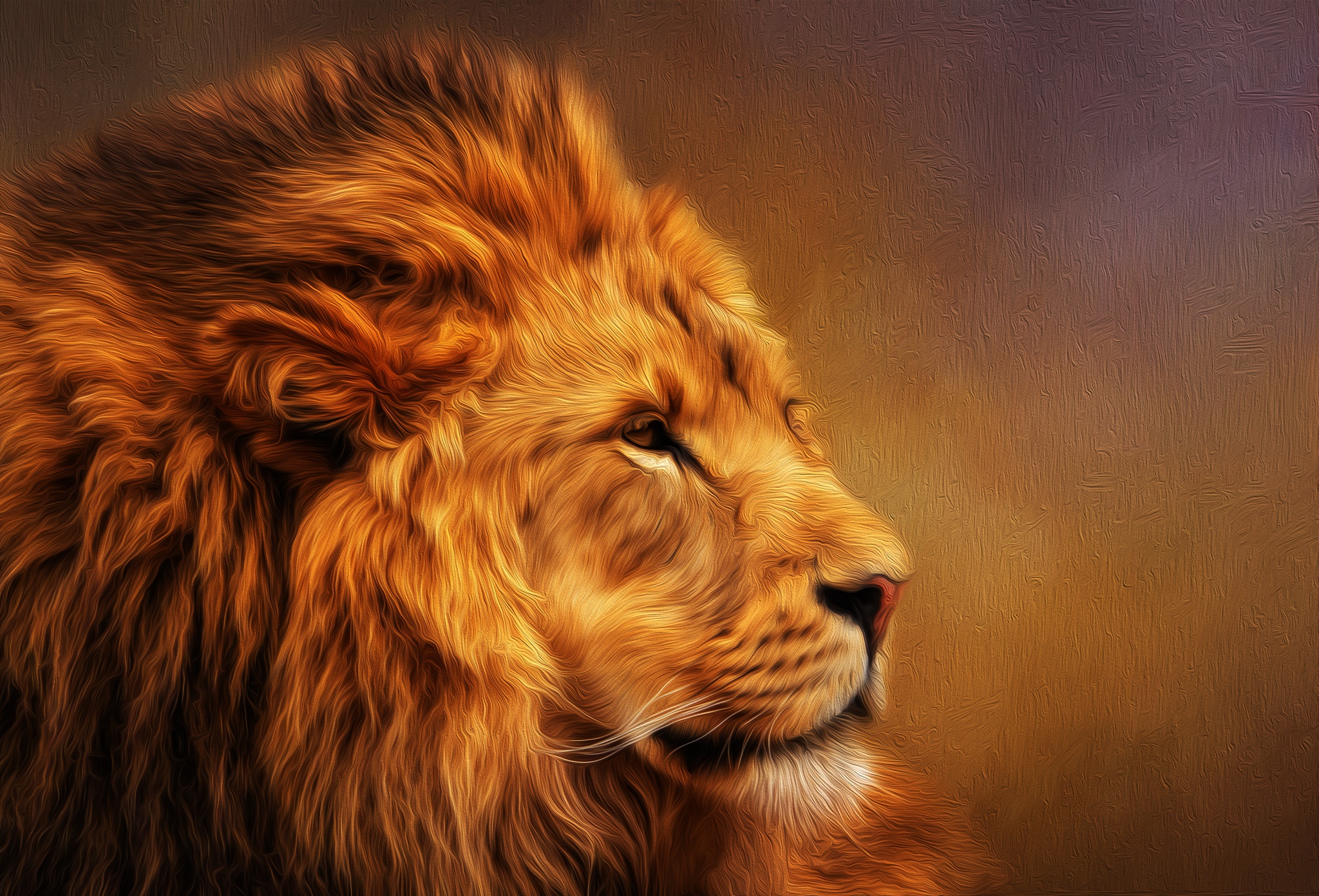 無料モバイル壁紙動物, ライオン, 猫, 油絵をダウンロードします。