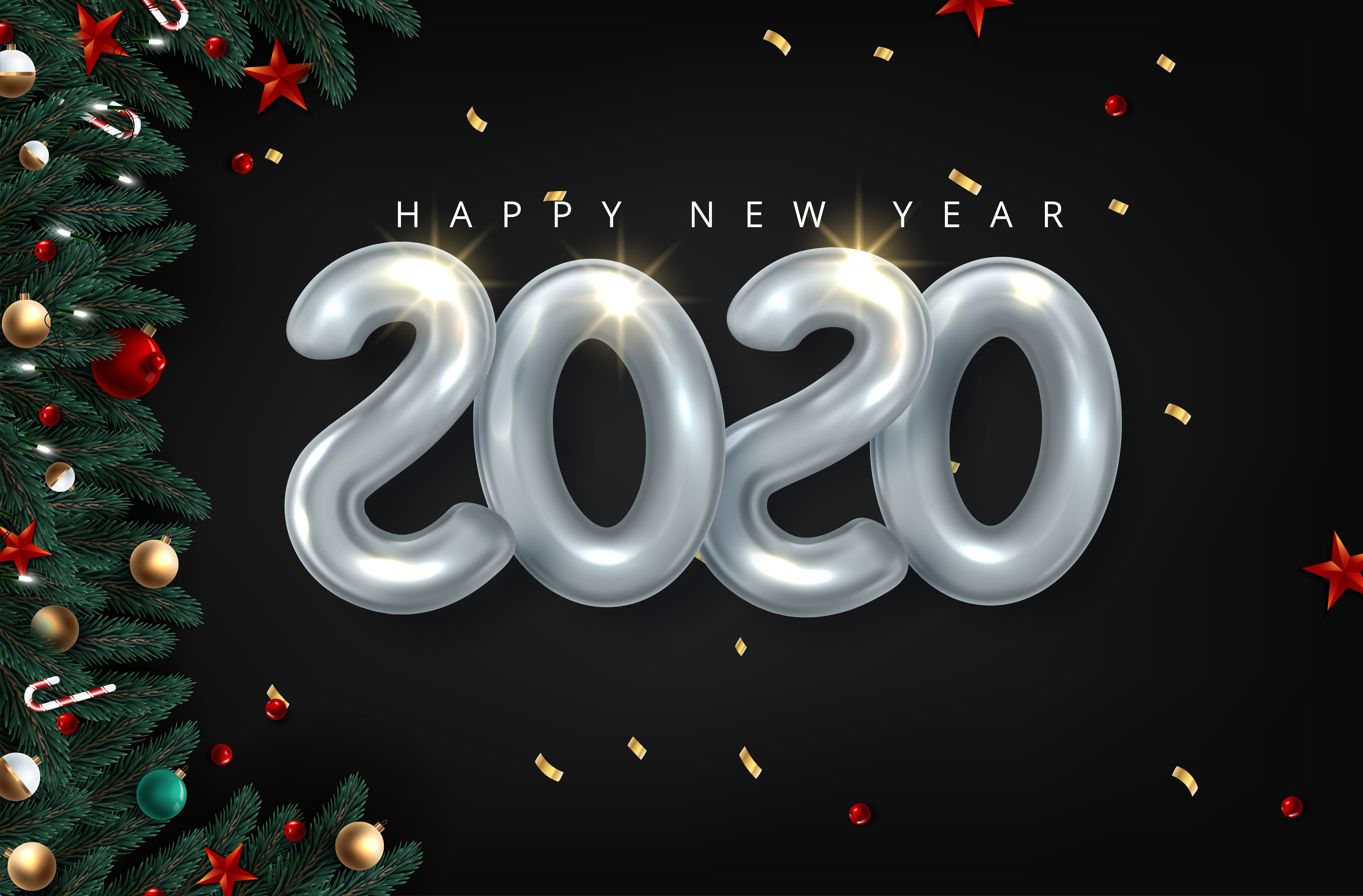 Free download wallpaper New Year, Holiday, Christmas Ornaments, Happy New Year, New Year 2020 on your PC desktop