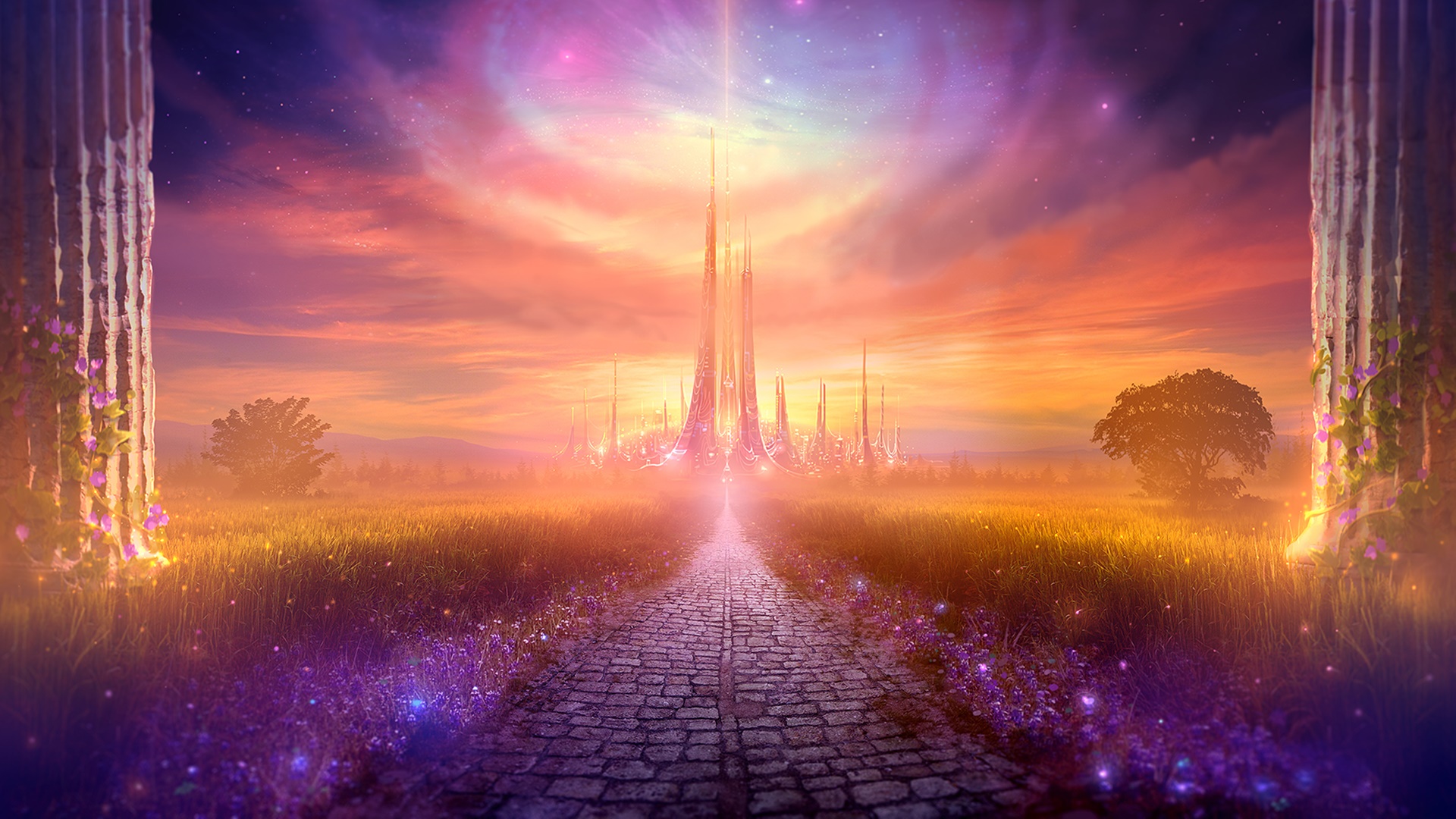 Free download wallpaper Fantasy, City, Magical on your PC desktop