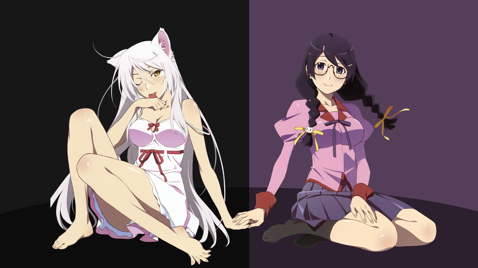 anime, monogatari (series), black hanekawa, tsubasa hanekawa