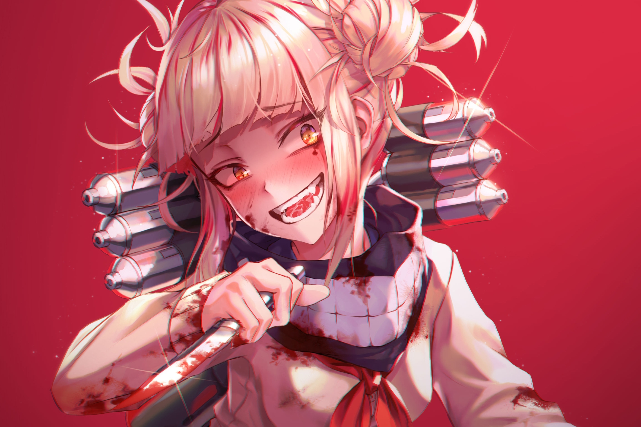 Download mobile wallpaper Anime, Blood, Smile, Blonde, Knife, My Hero Academia, Himiko Toga for free.
