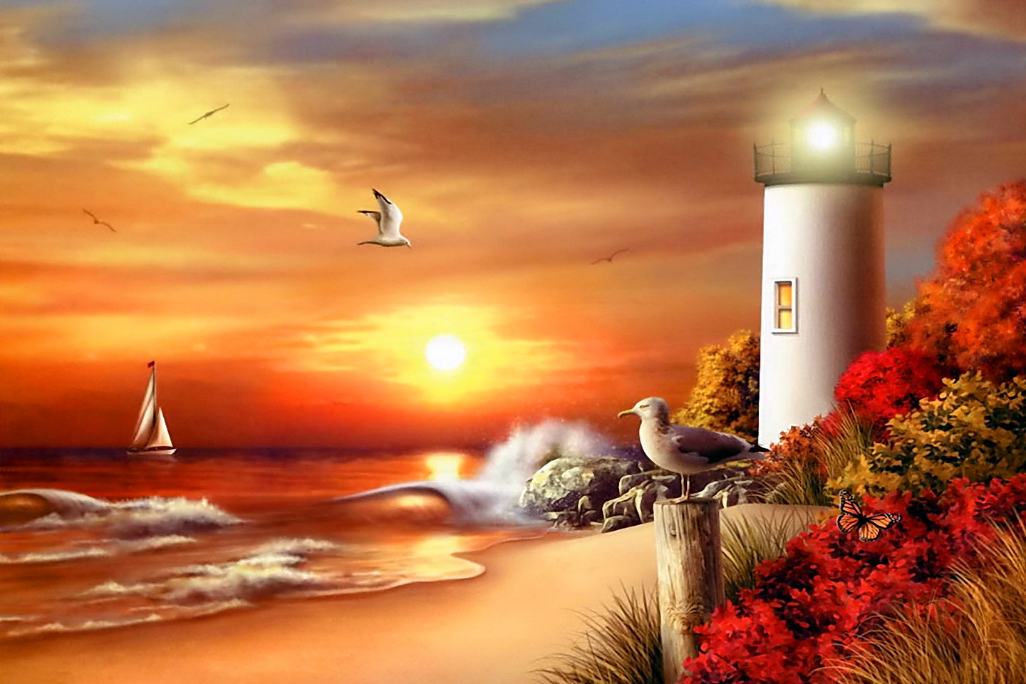Laden Sie das Leuchtturm, Künstlerisch-Bild kostenlos auf Ihren PC-Desktop herunter
