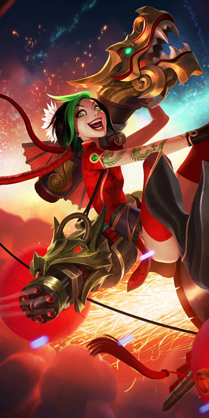 Download mobile wallpaper League Of Legends, Fireworks, Video Game, Jinx (League Of Legends) for free.