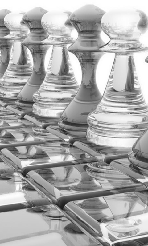 Download mobile wallpaper Abstract, Chess, 3D, Glass, Cgi, Black & White for free.