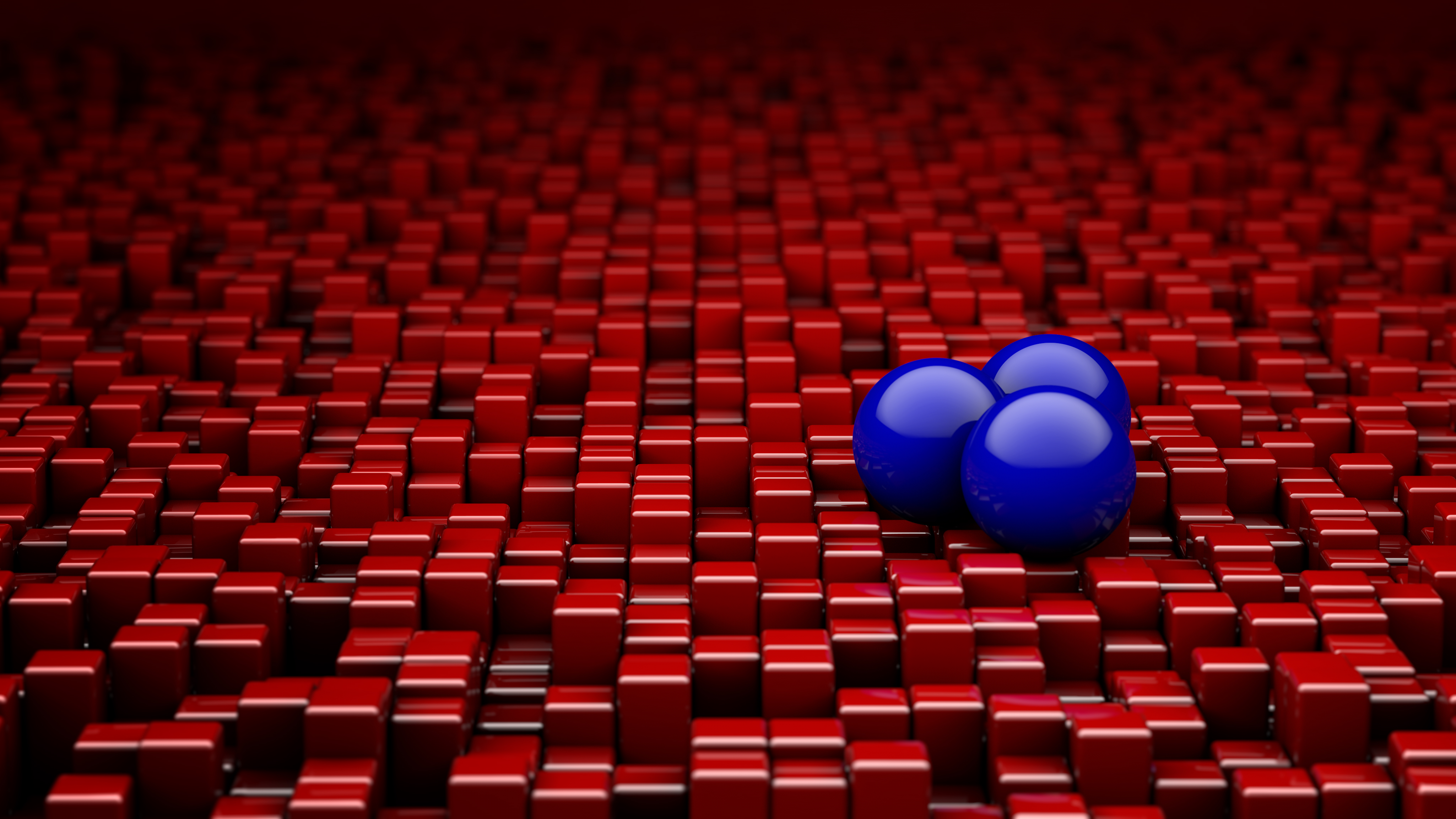 rendering, 3d, blue, red, balls, cuba