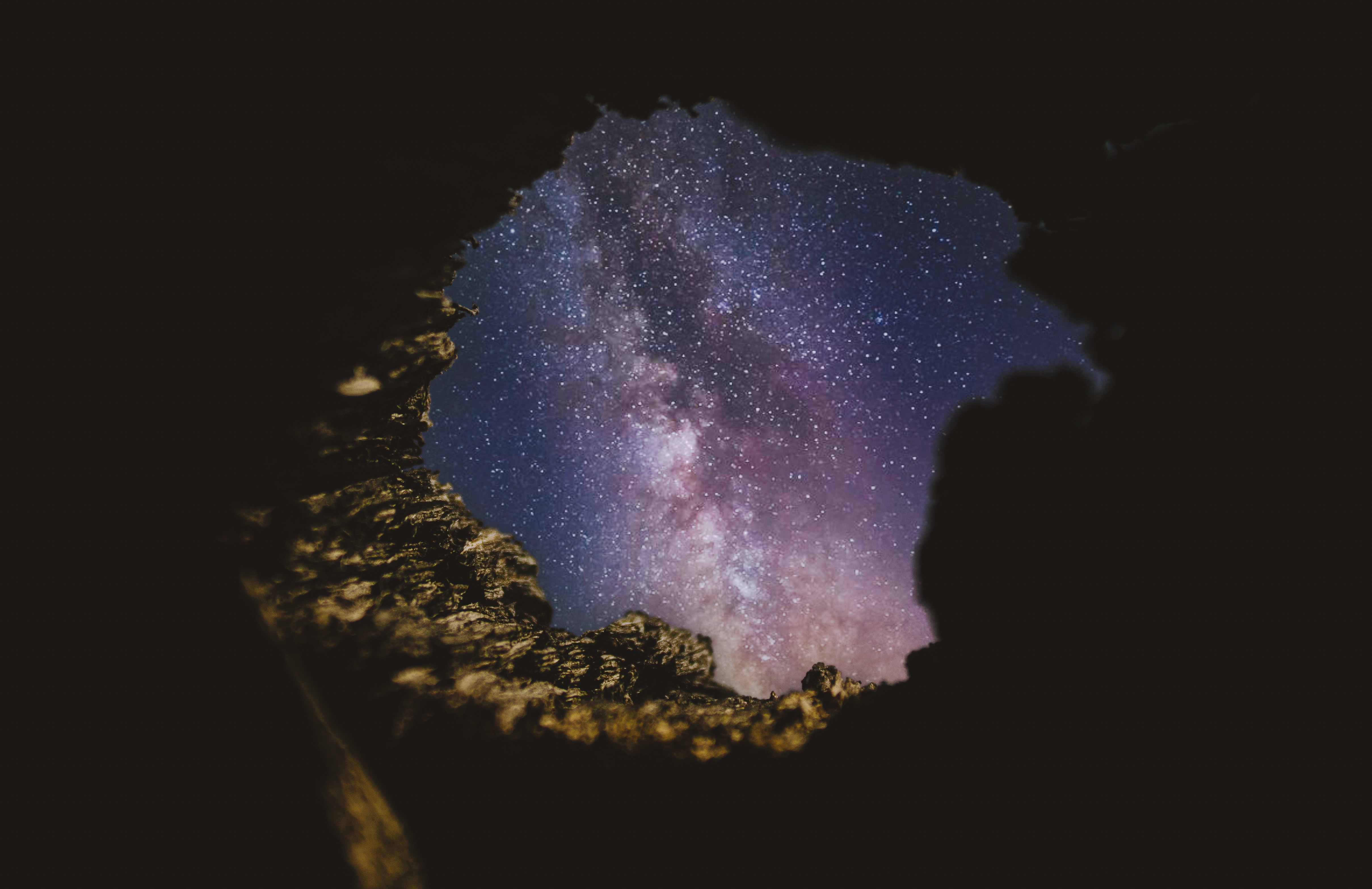 Download mobile wallpaper Starry Sky, Cave, Night, Dark for free.
