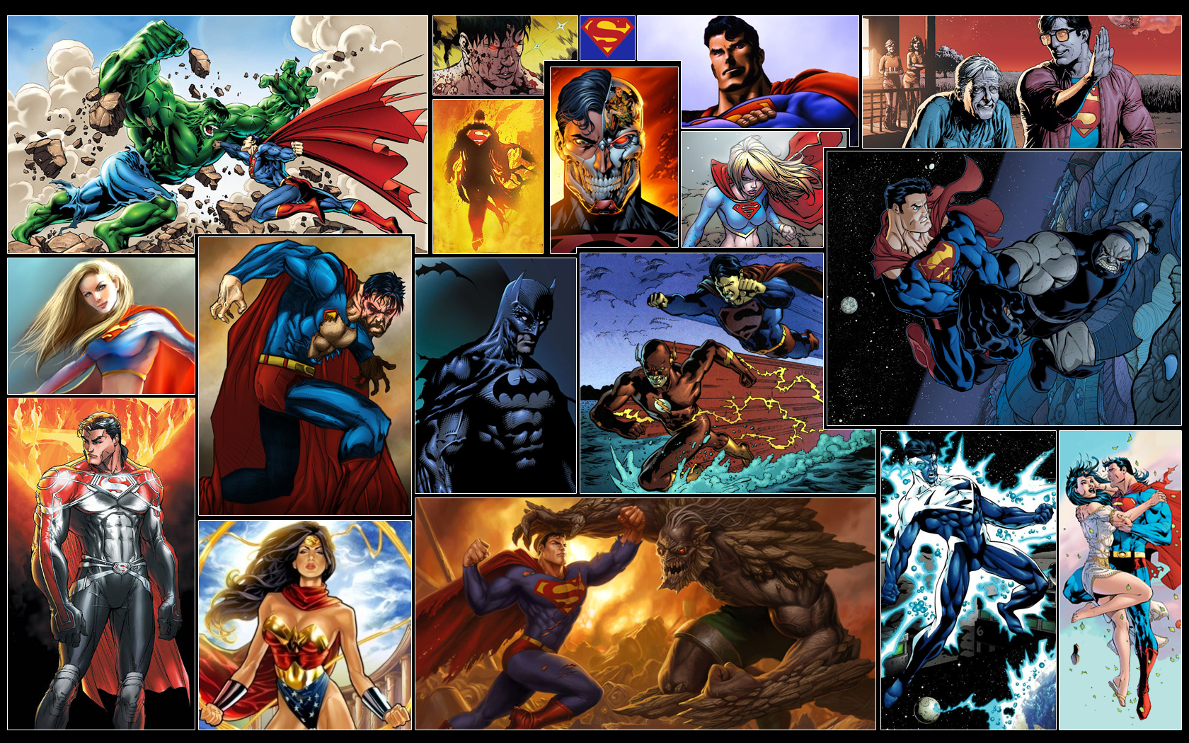 superman, comics, batman, clark kent, cyborg superman, darkseid (dc comics), dc comics, doomsday (dc comics), flash, hulk, jonathan kent, lois lane, supergirl, wonder woman