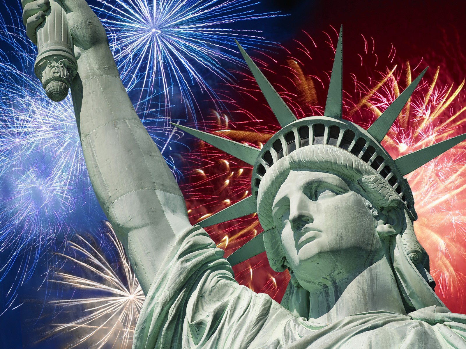 643213 скачать картинку фейверки, праздничные, 4 июля, патриотический, статуя свободы - обои и заставки бесплатно
