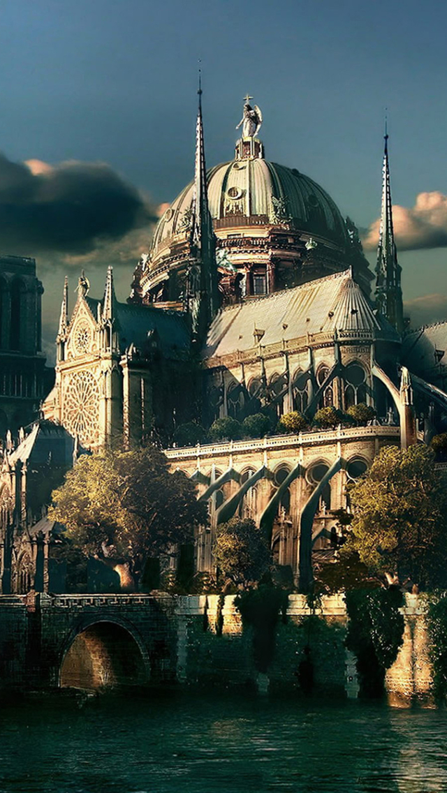 Download mobile wallpaper Fantasy, Building, Cathedral for free.