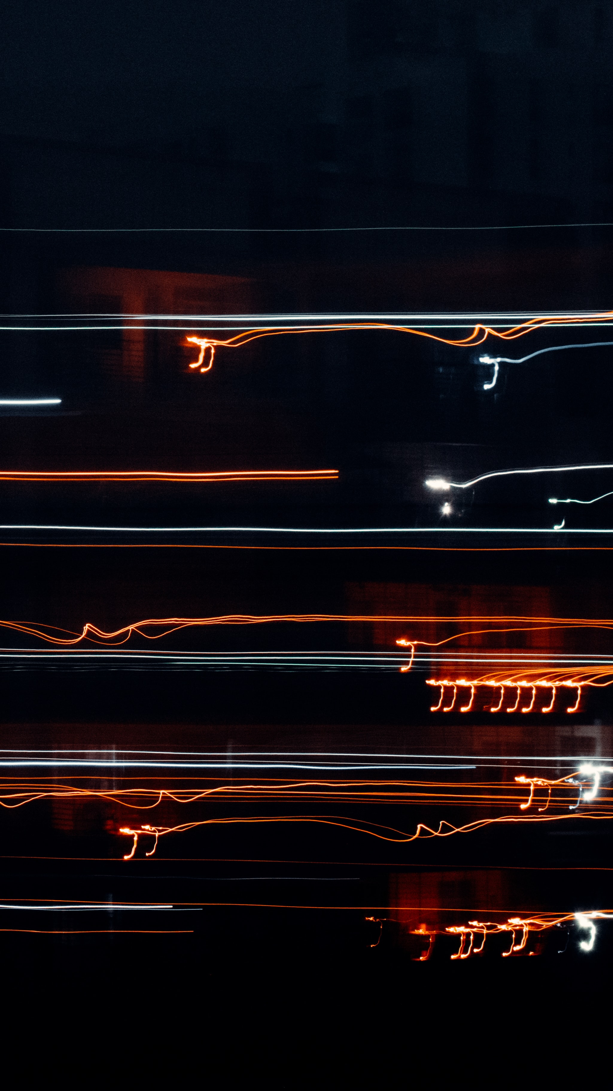 Download mobile wallpaper Long Exposure, Streaks, Glow, Stripes, Abstract, Lines, Dark for free.