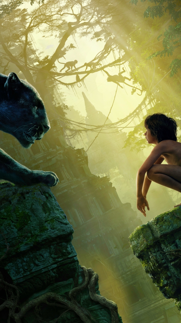 movie, the jungle book (2016), panther, mowgli, bagheera, the jungle book