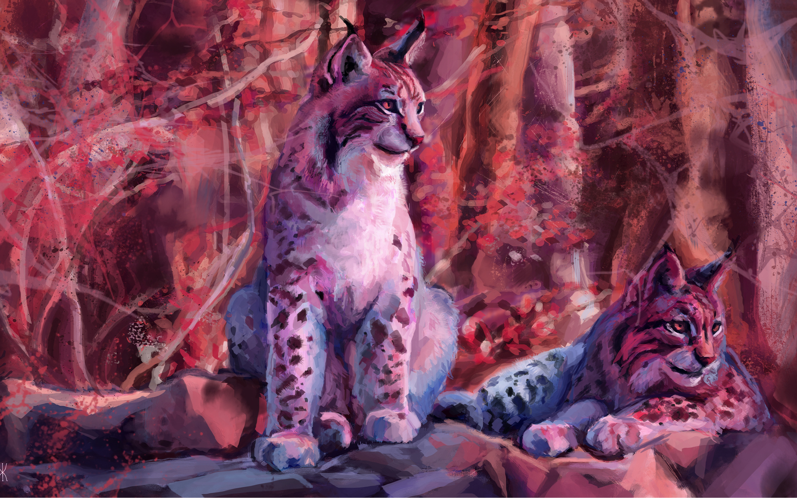 Download mobile wallpaper Cats, Animal, Painting, Lynx for free.