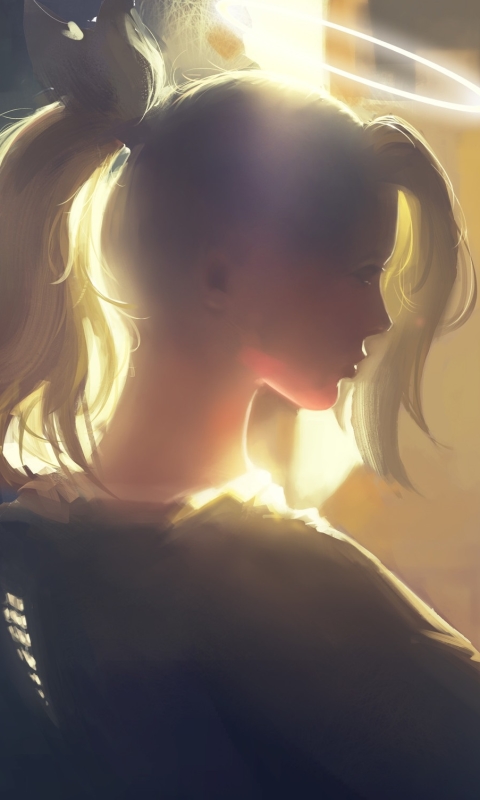 Download mobile wallpaper Blonde, Overwatch, Video Game, Ponytail, Mercy (Overwatch) for free.