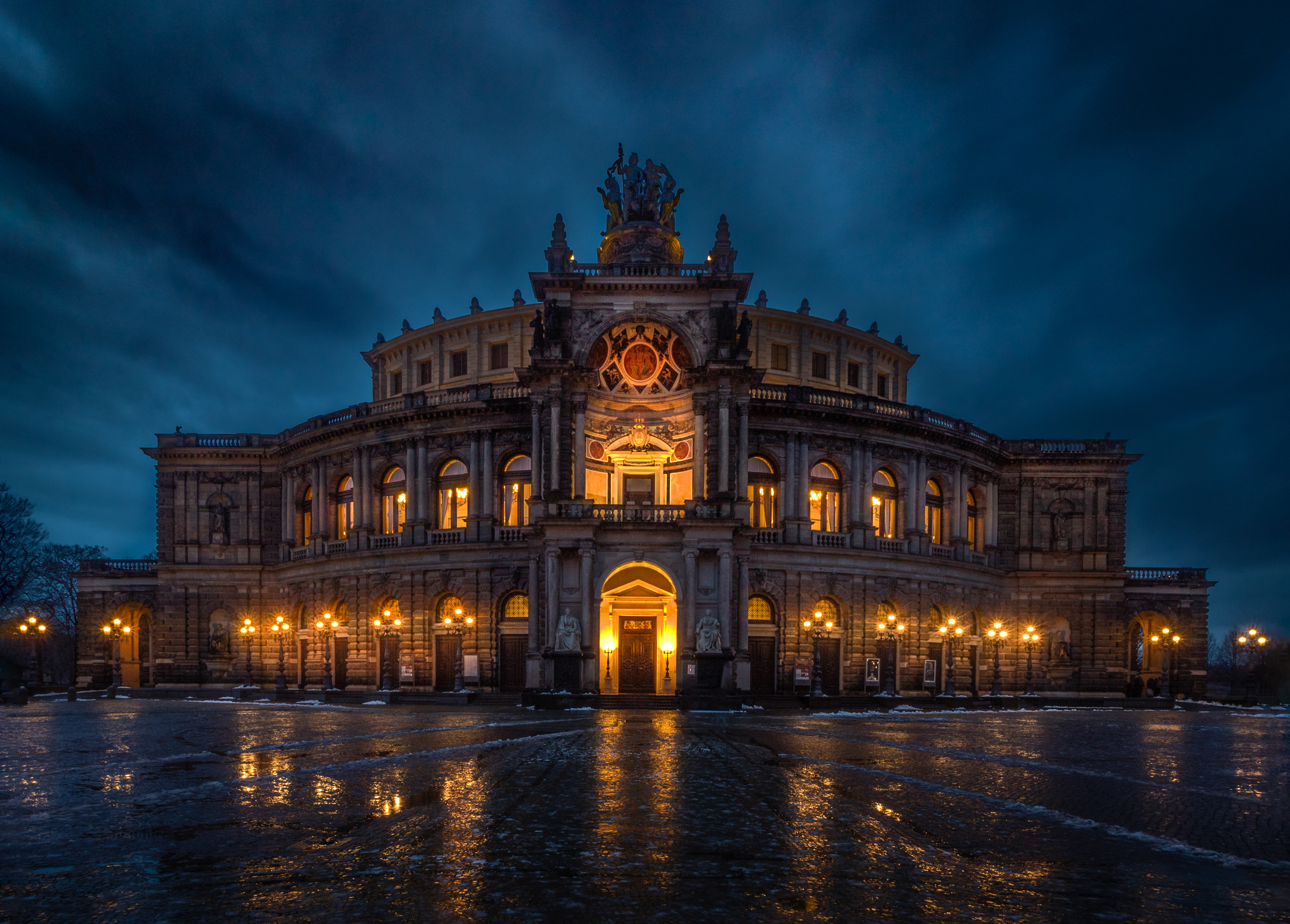 Download mobile wallpaper Night, Building, Light, Germany, Dresden, Man Made for free.