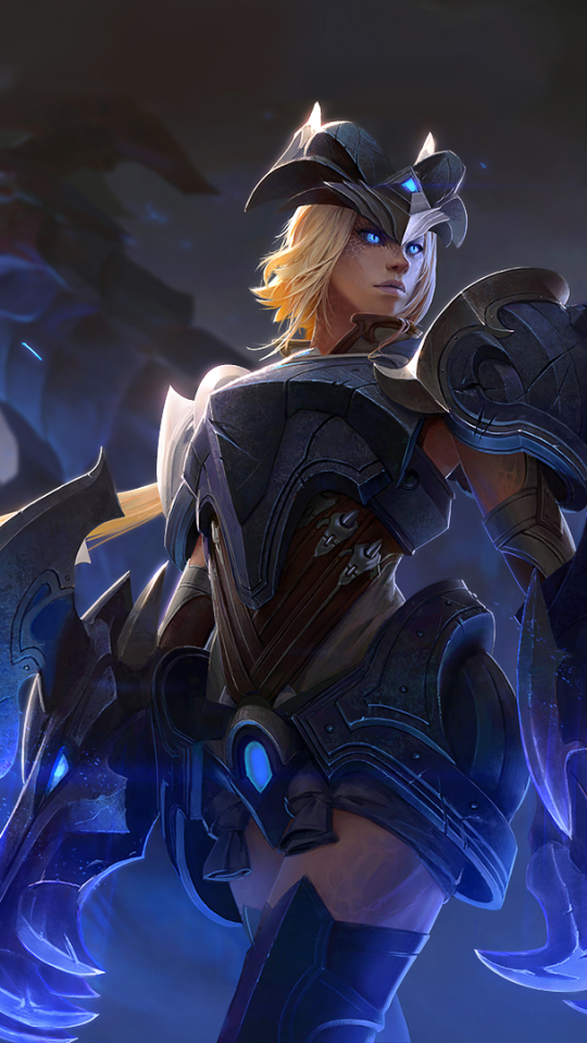 Download mobile wallpaper League Of Legends, Blonde, Armor, Blue Eyes, Video Game, Woman Warrior, Shyvana (League Of Legends) for free.