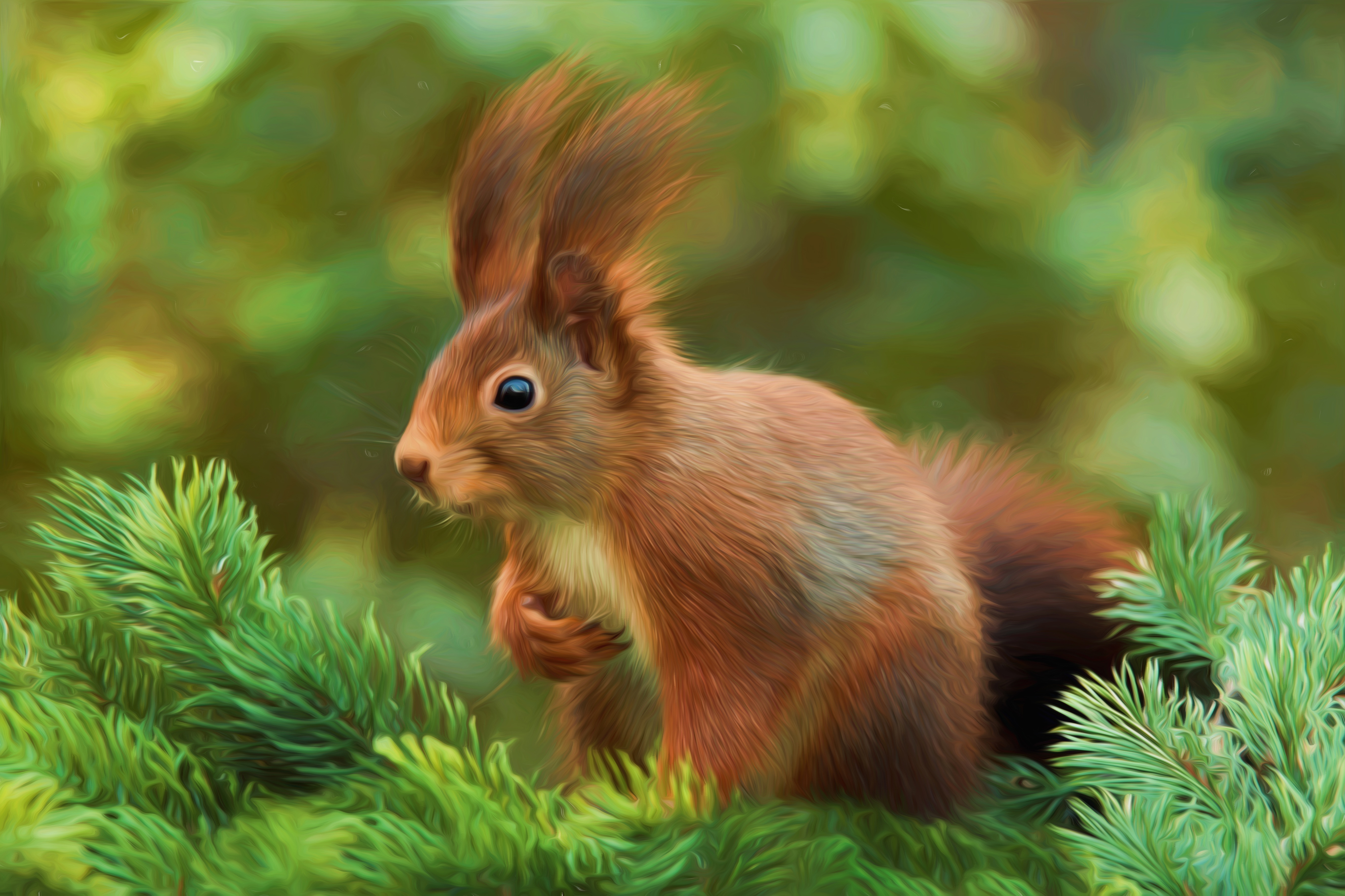 Download mobile wallpaper Squirrel, Animal, Painting, Mammal, Oil Painting for free.
