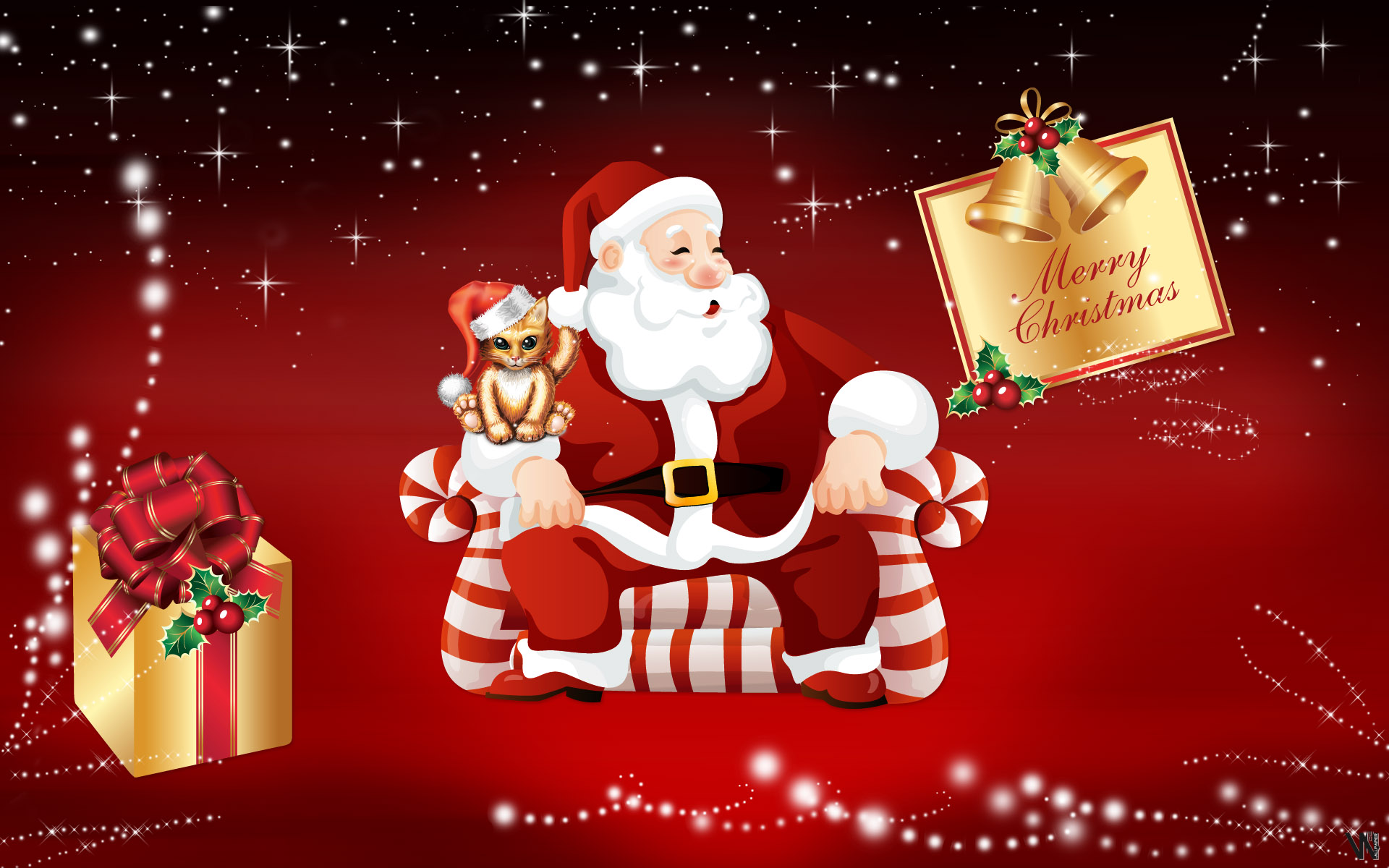Handy-Wallpaper Feiertage, Weihnachtsmann, Weihnachten, Geschenk, Frohe Weihnachten, Weihnachtsmütze kostenlos herunterladen.