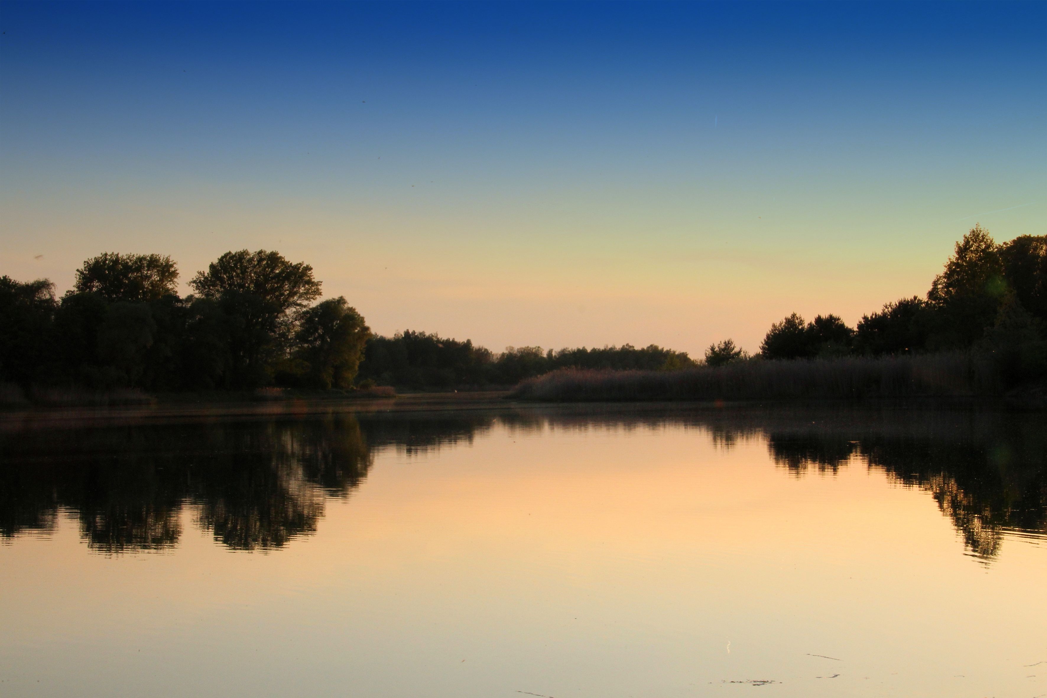 Free download wallpaper Sky, Trees, Reflection, Nature, Lake, Sunset on your PC desktop