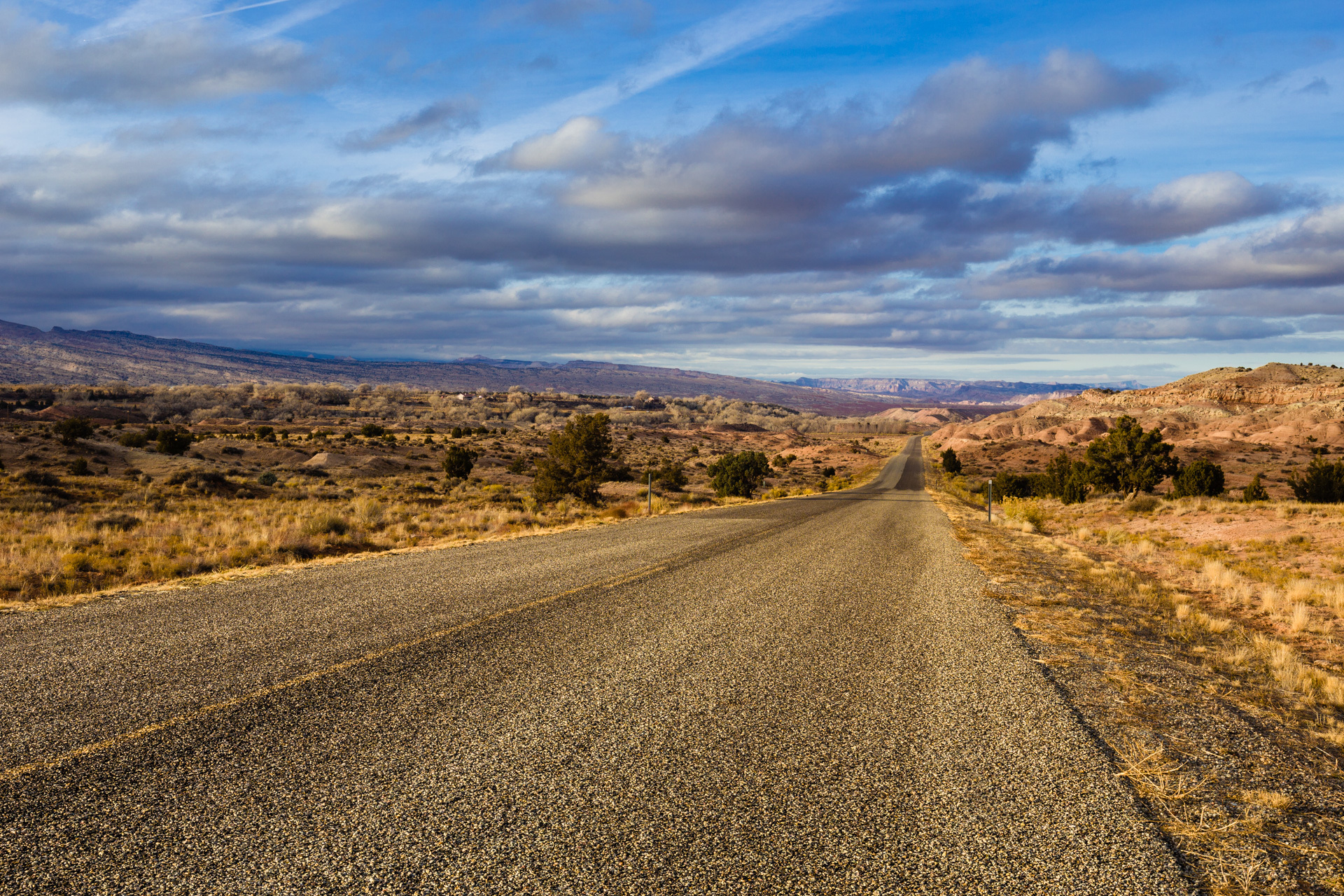 Download mobile wallpaper Landscape, Desert, Horizon, Road, Cloud, Man Made for free.