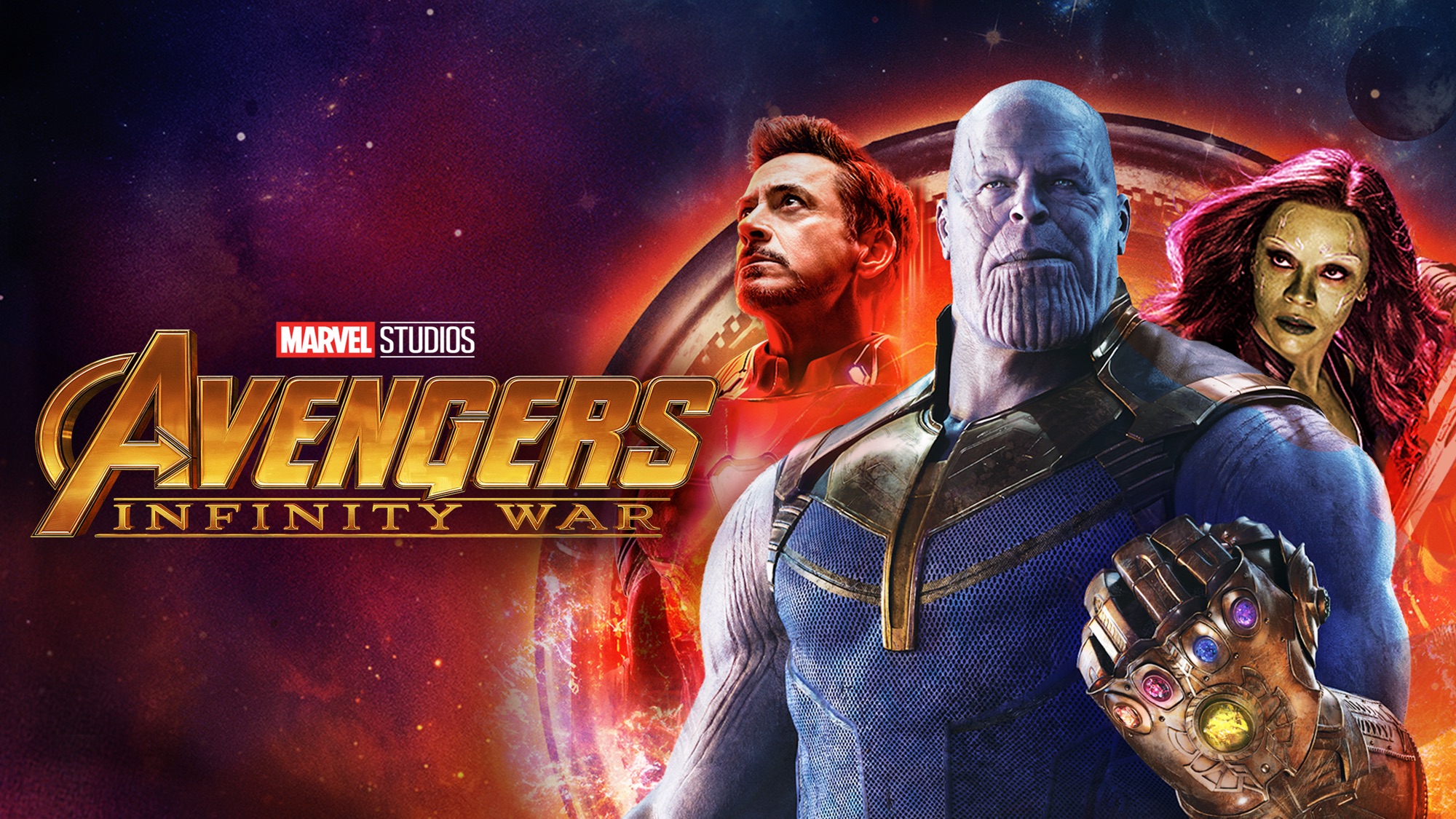 Baixar papel de parede para celular de Homem De Ferro, Logotipo, Filme, Tony Stark, Gamora, Thanos, Vingadores: Guerra Infinita gratuito.