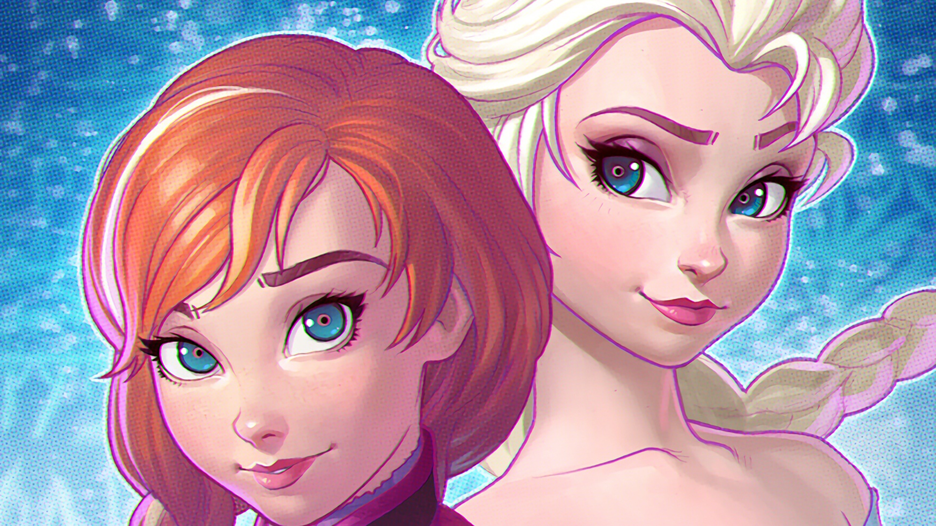Free download wallpaper Redhead, Frozen, Blonde, Face, Blue Eyes, Movie, Frozen (Movie), Anna (Frozen), Elsa (Frozen) on your PC desktop