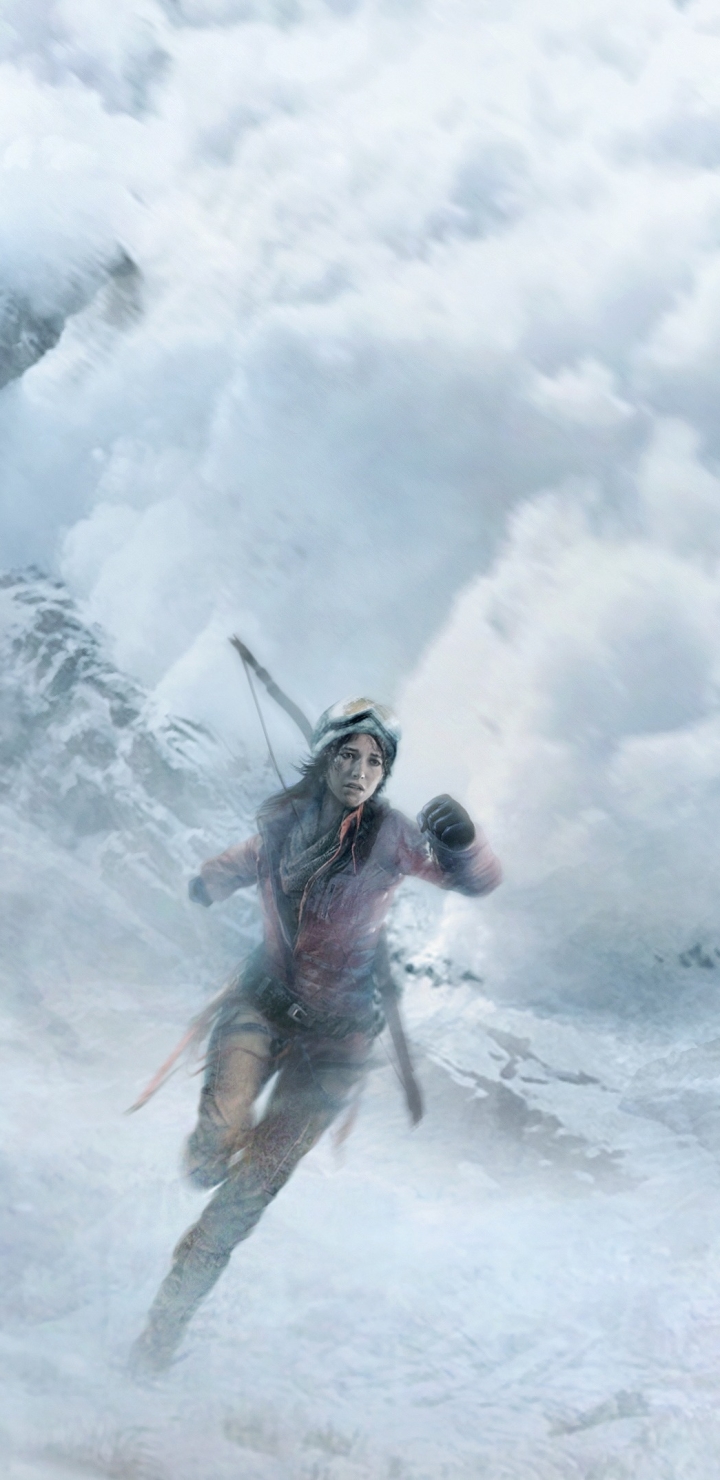 Handy-Wallpaper Schnee, Tomb Raider, Lawine, Computerspiele, Lara Croft, Rise Of The Tomb Raider kostenlos herunterladen.