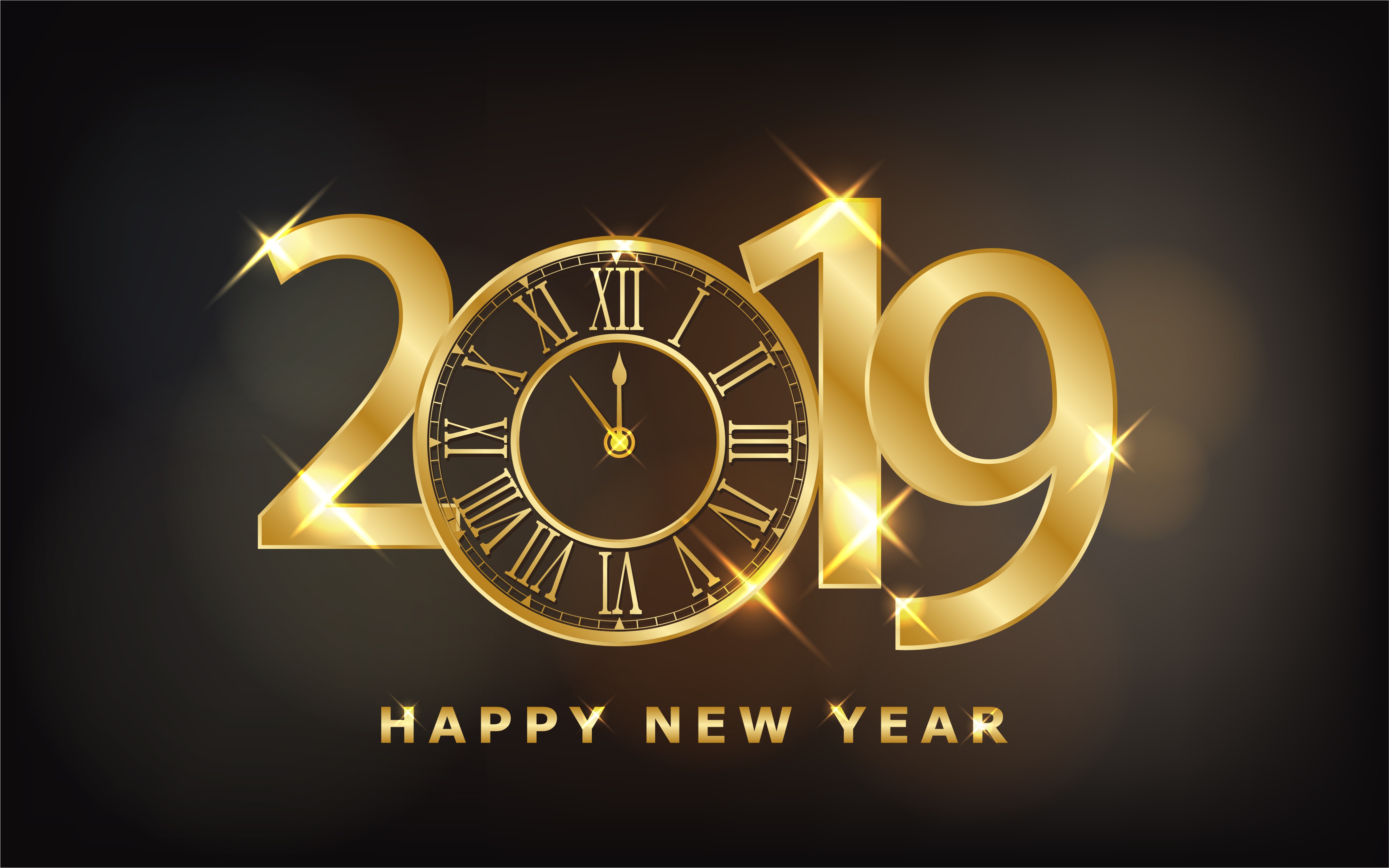 PCデスクトップに時計, ホリデー, あけましておめでとう, 2019年新年画像を無料でダウンロード