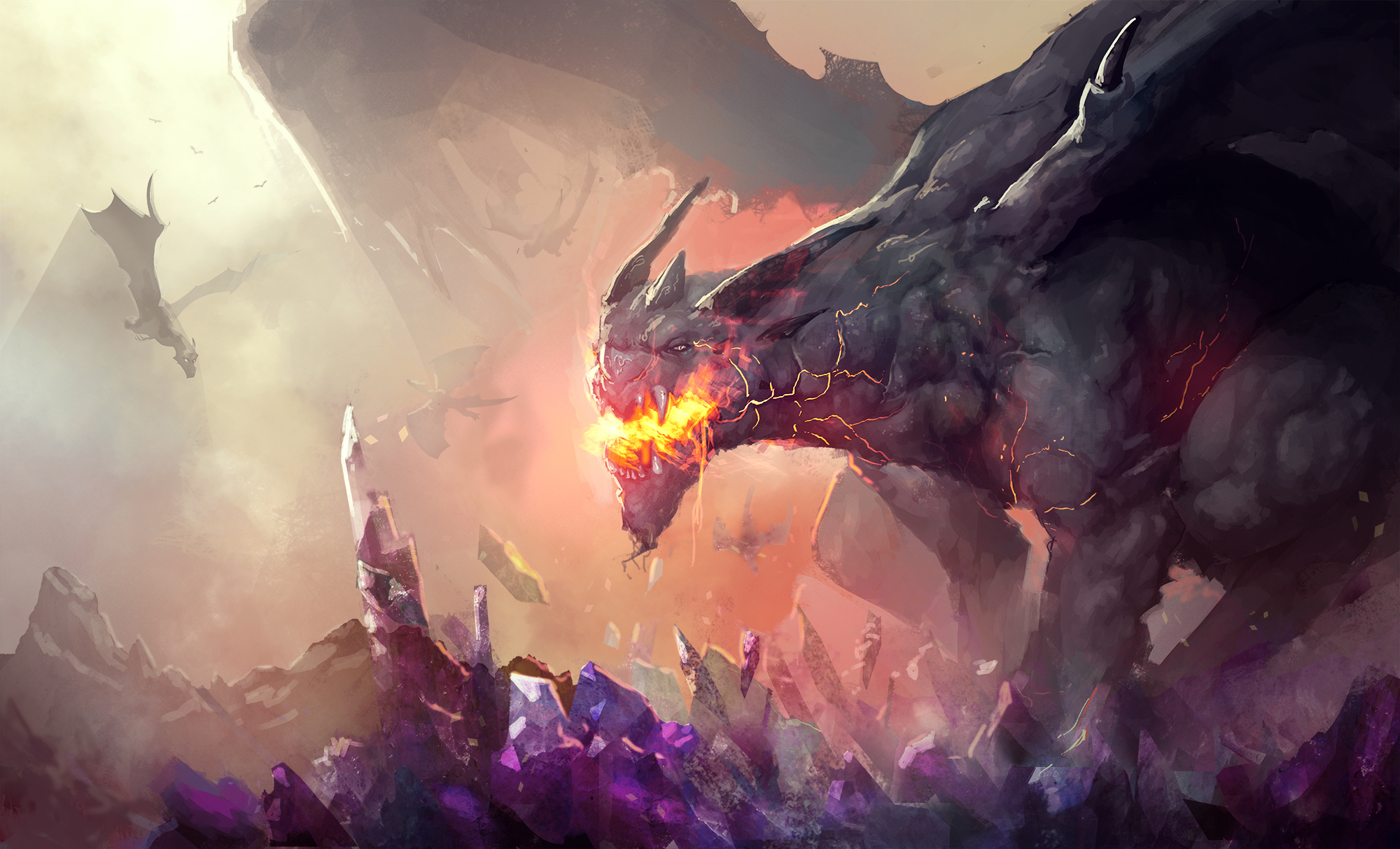 Free download wallpaper Fantasy, Dragon, Crystal on your PC desktop