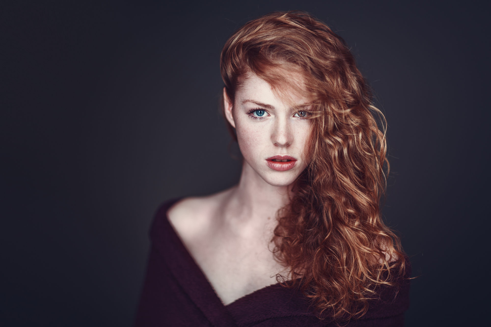 Download mobile wallpaper Redhead, Model, Women, Curl, Blue Eyes for free.