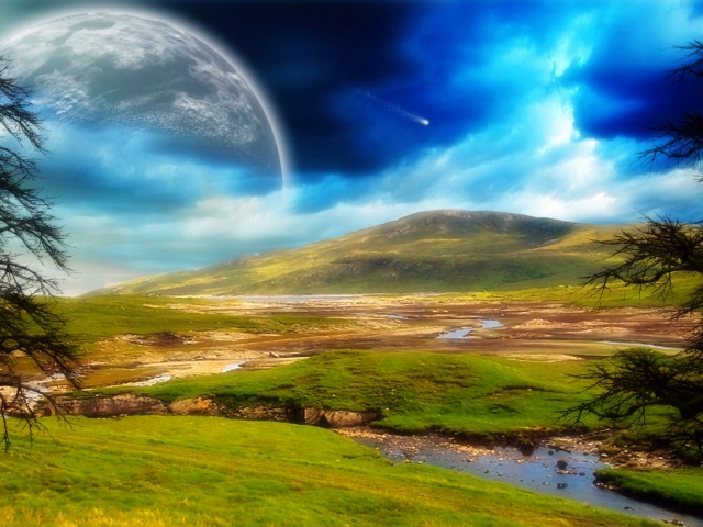 Handy-Wallpaper Landschaft, Science Fiction kostenlos herunterladen.