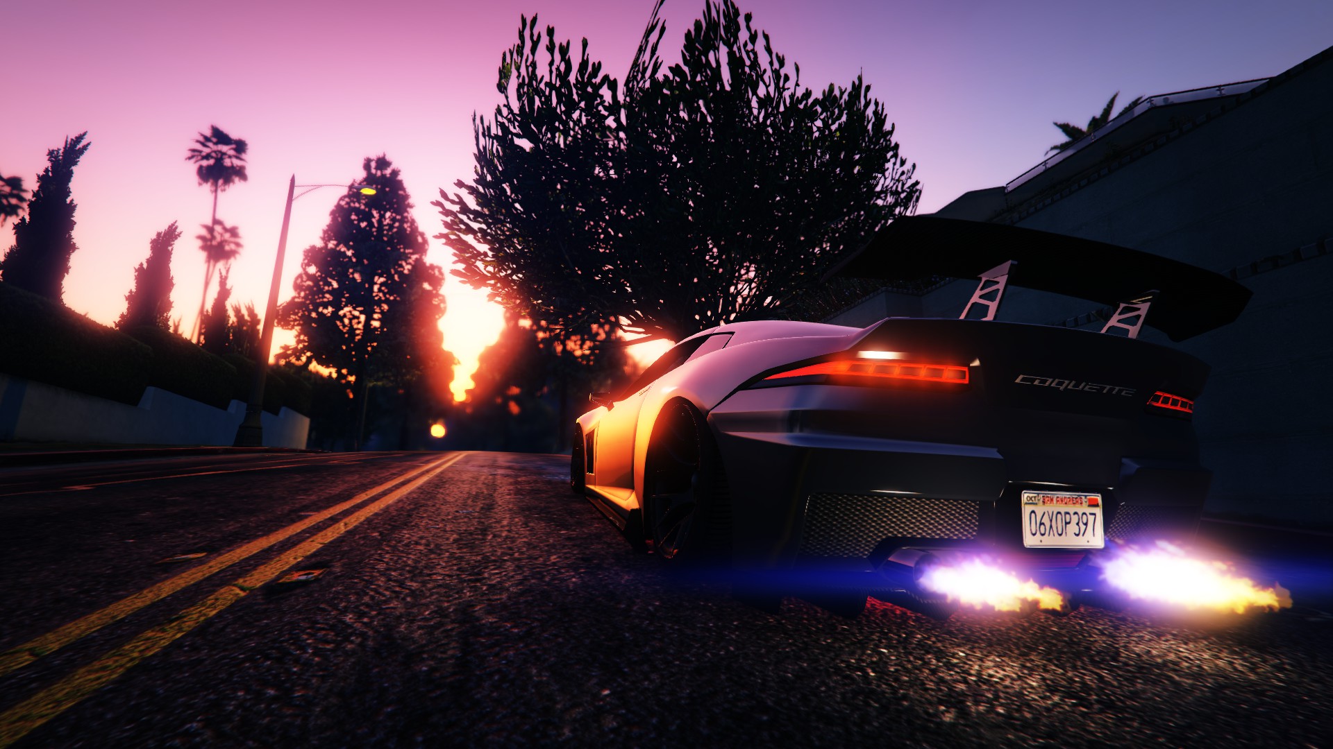 Download mobile wallpaper Road, Car, Evening, Purple, Vehicle, Video Game, Grand Theft Auto, Grand Theft Auto V for free.