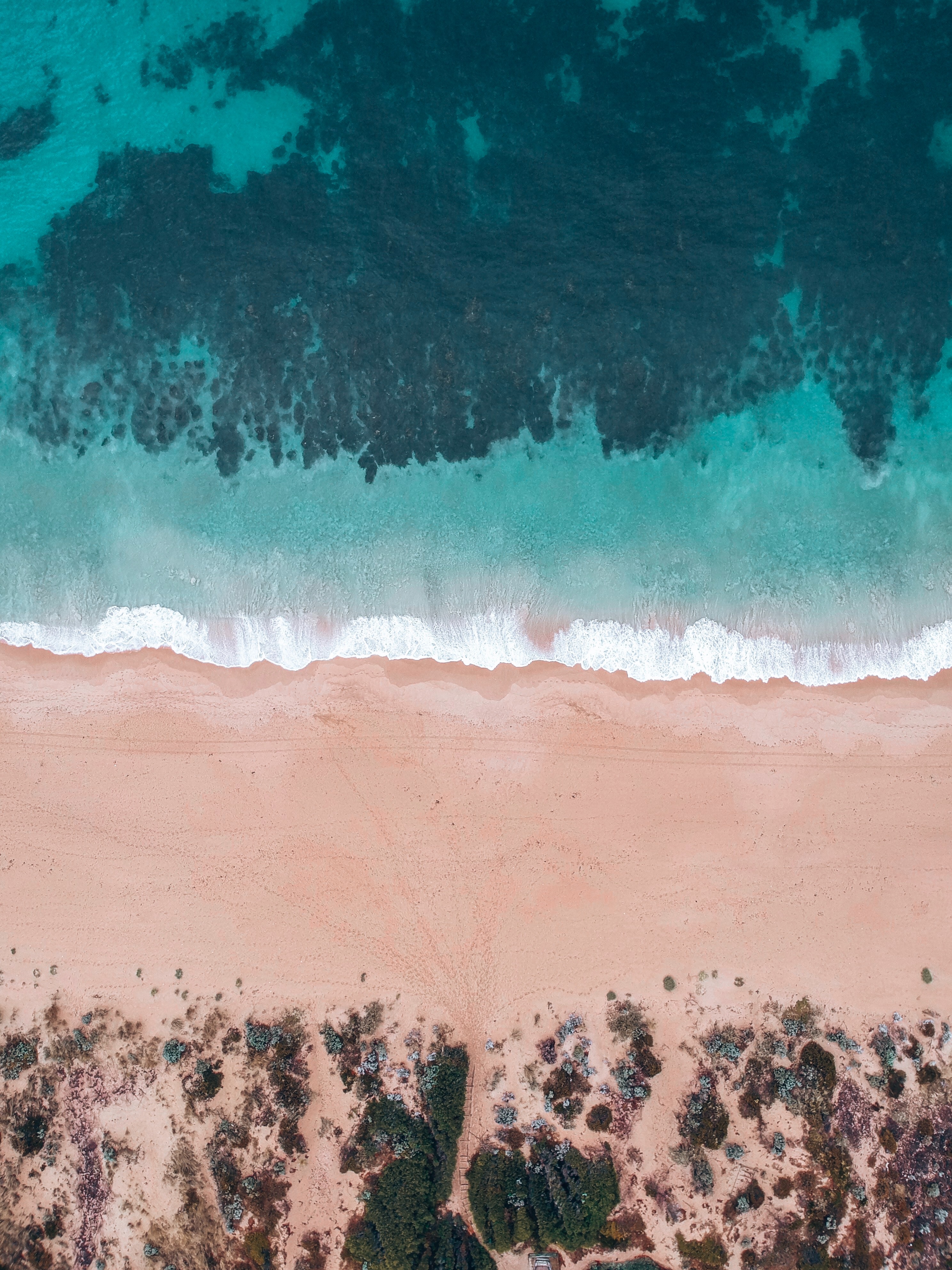 Download mobile wallpaper Shore, Bank, Sand, View From Above, Nature, Sea, Water, Beach for free.