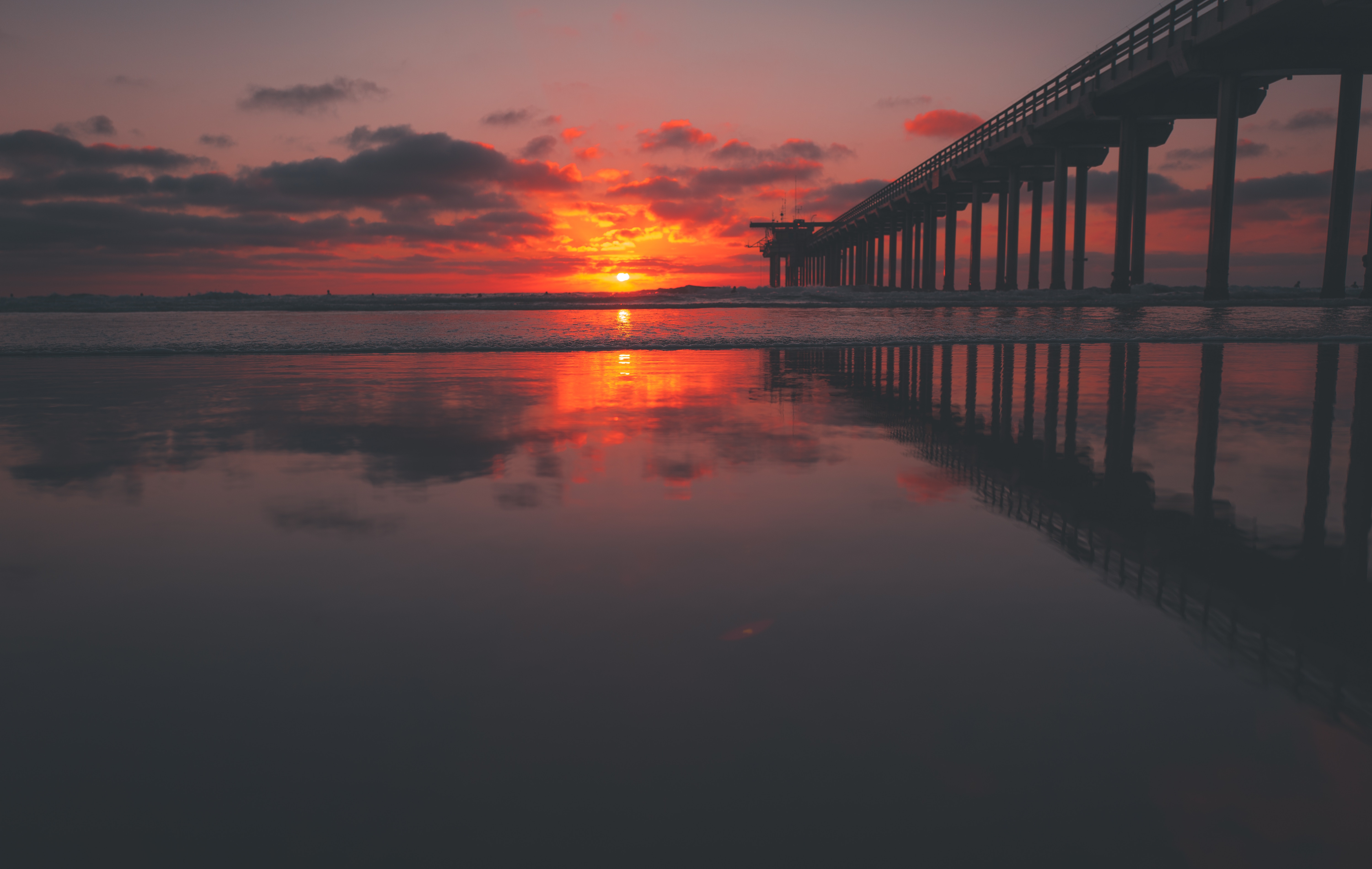 Laden Sie das Natur, Sunset, Sky, Seebrücke, Pier, Sea-Bild kostenlos auf Ihren PC-Desktop herunter