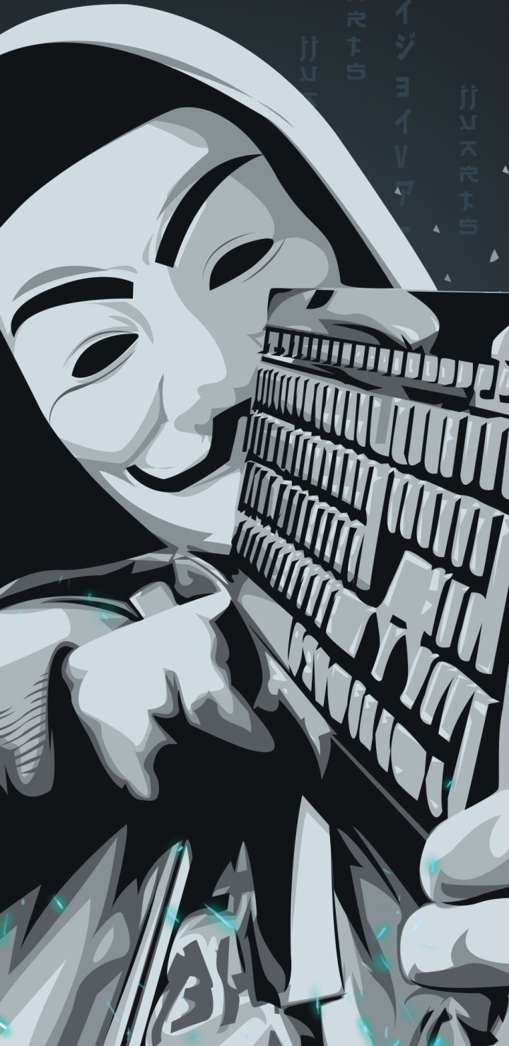 Download mobile wallpaper Mask, Technology, Anonymous, Keyboard for free.