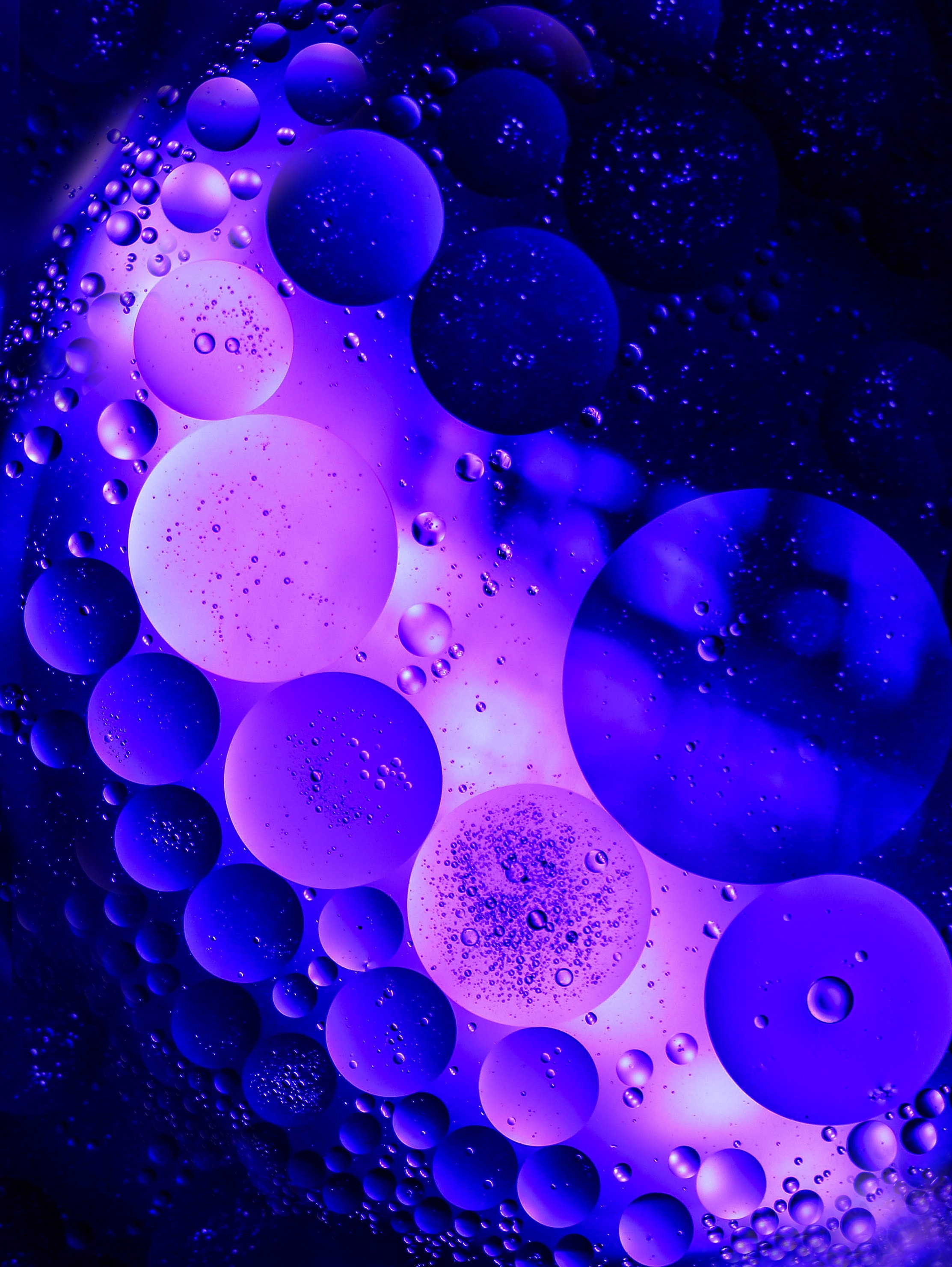 132254 скачать обои фиолетовый, форма, круги, пузыри, темный, макро - заставки и картинки бесплатно