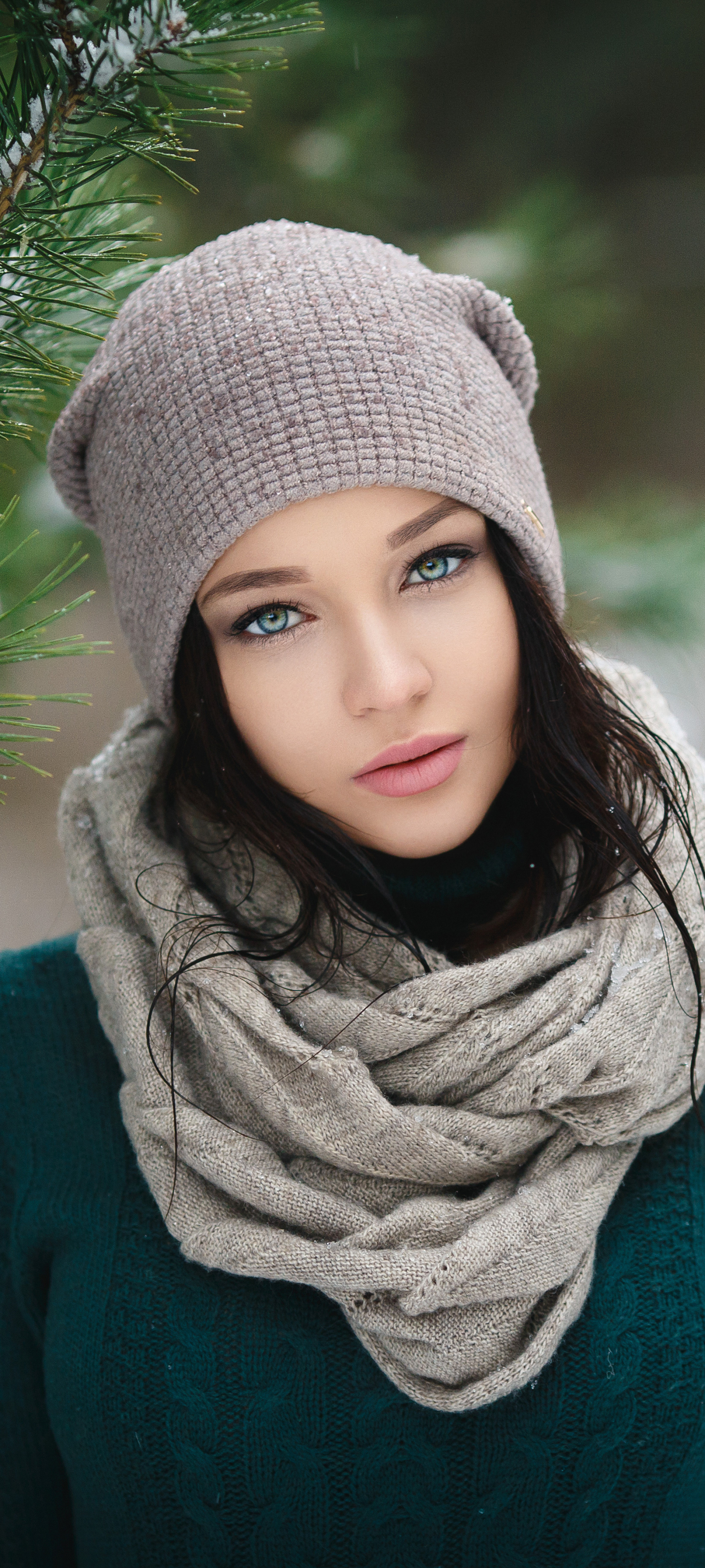 Download mobile wallpaper Hat, Model, Women, Scarf, Angelina Petrova for free.