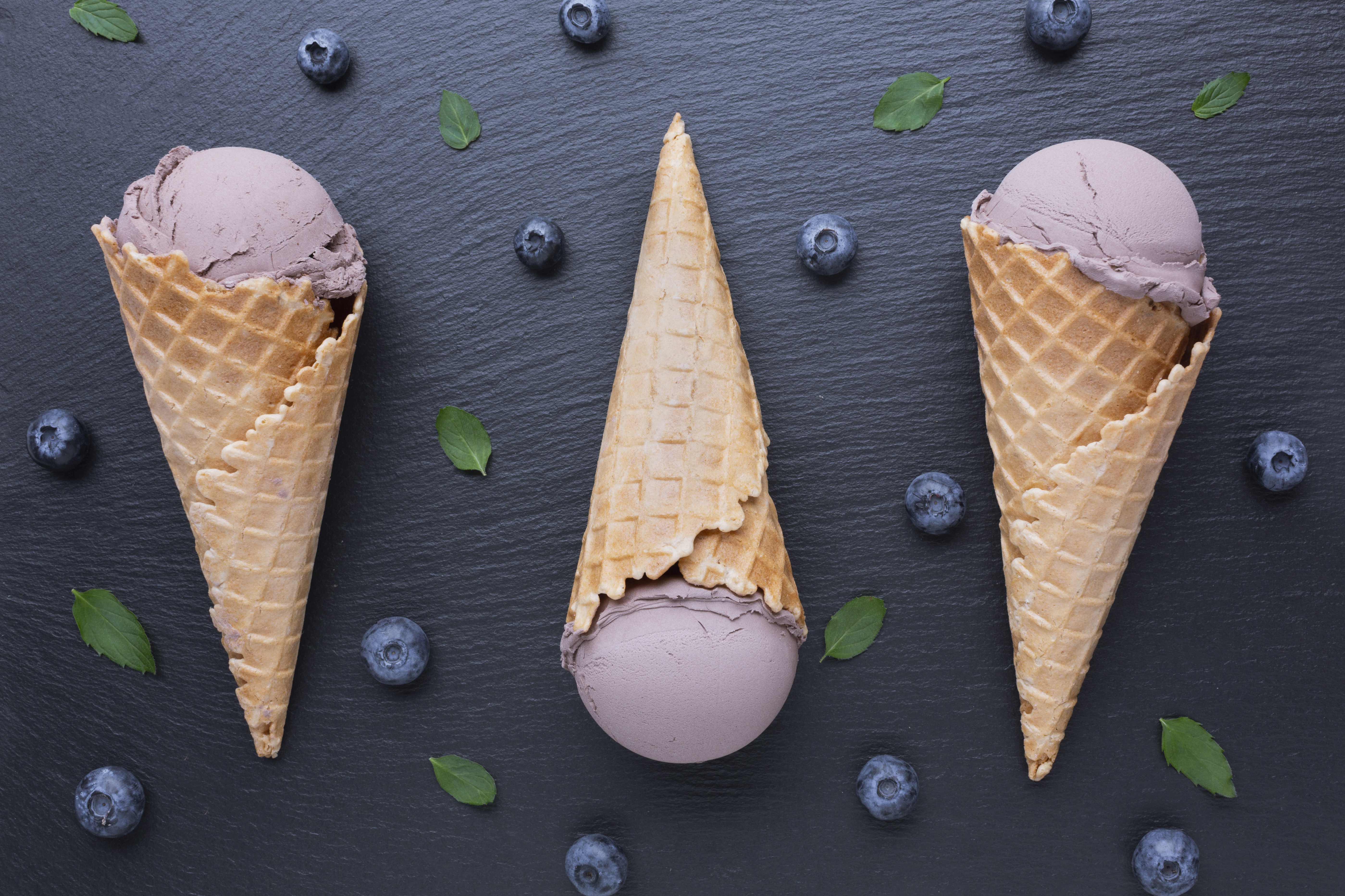 Download mobile wallpaper Food, Blueberry, Ice Cream, Still Life, Berry, Waffle Cone for free.