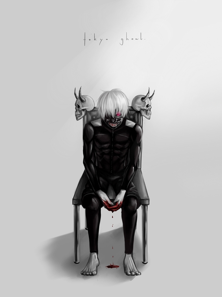 Baixar papel de parede para celular de Anime, Sangue, Cadeira, Mascarar, Máscara, Crânio, Caveira, Ken Kaneki, Tokyo Ghoul gratuito.