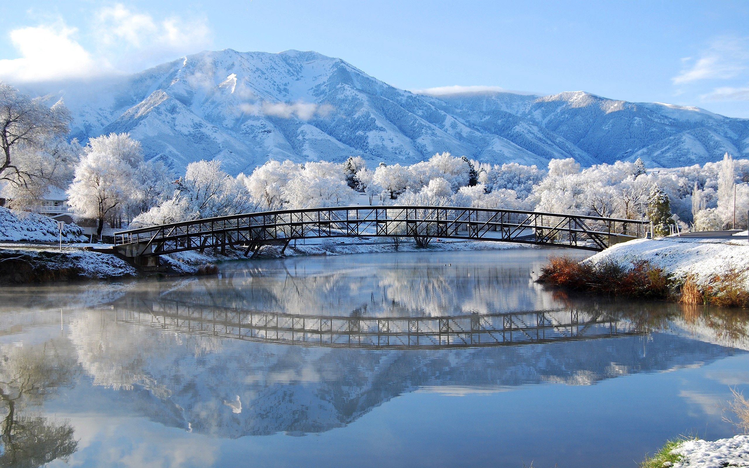 97562壁紙のダウンロード橋, 風景, 冬, 都市, ブリッジ-スクリーンセーバーと写真を無料で