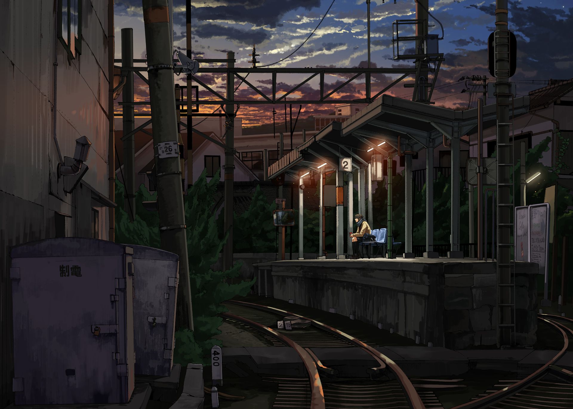 743774 скачать обои аниме, железнодорожный вокзал - заставки и картинки бесплатно