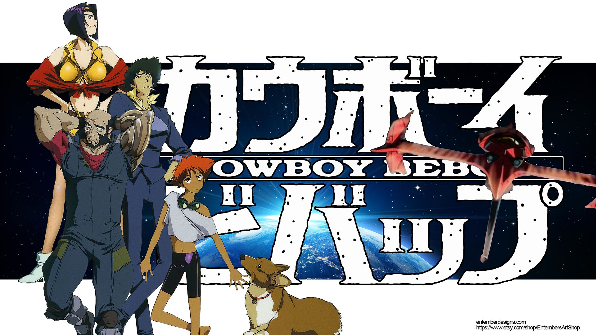 961412 Hintergrundbild herunterladen animes, cowboy bebop, edward (cowboy bebop), ein (cowboy bebop), fay valentin, pechschwarz, spike spiegel - Bildschirmschoner und Bilder kostenlos