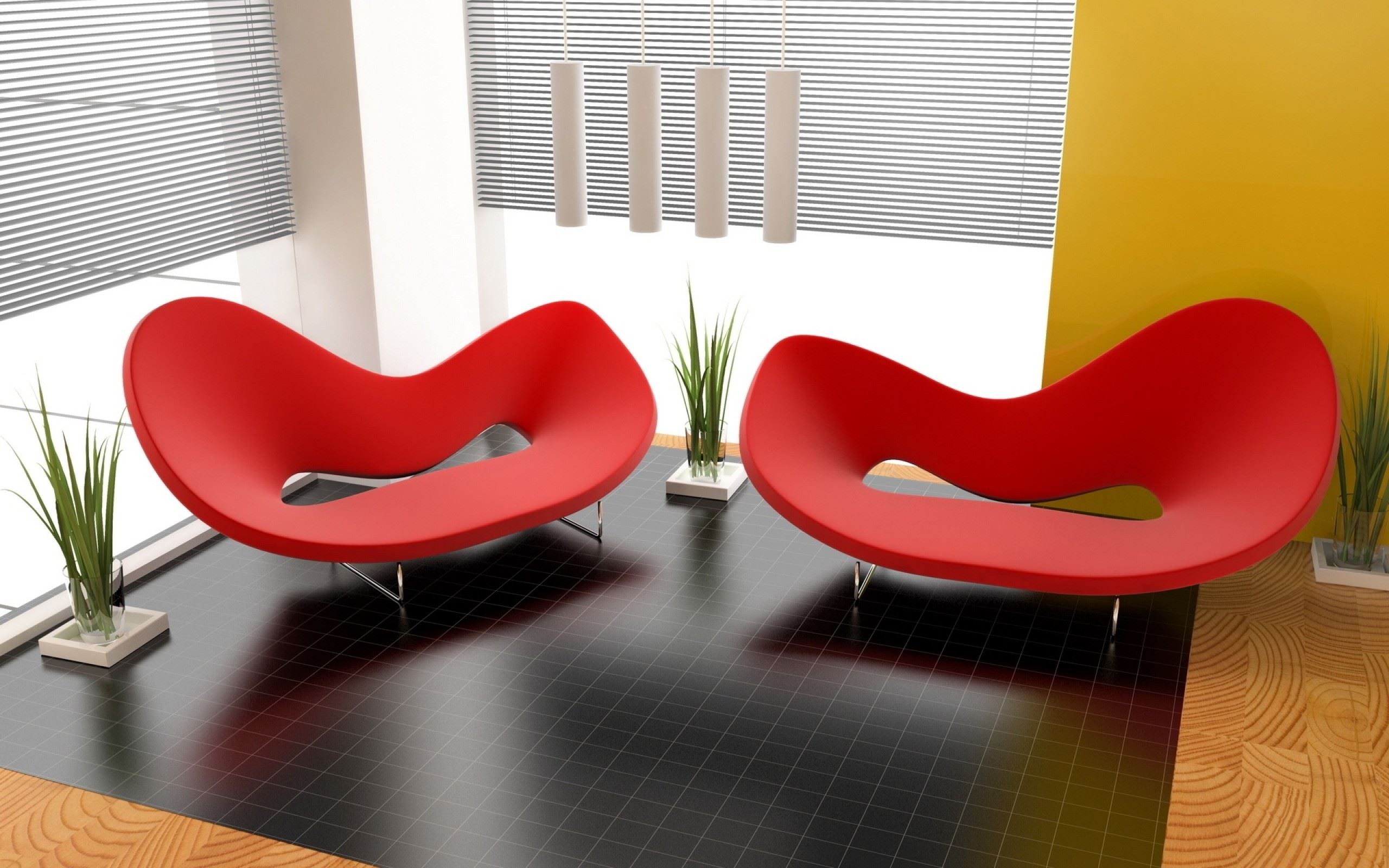 man made, room, chair, furniture, red