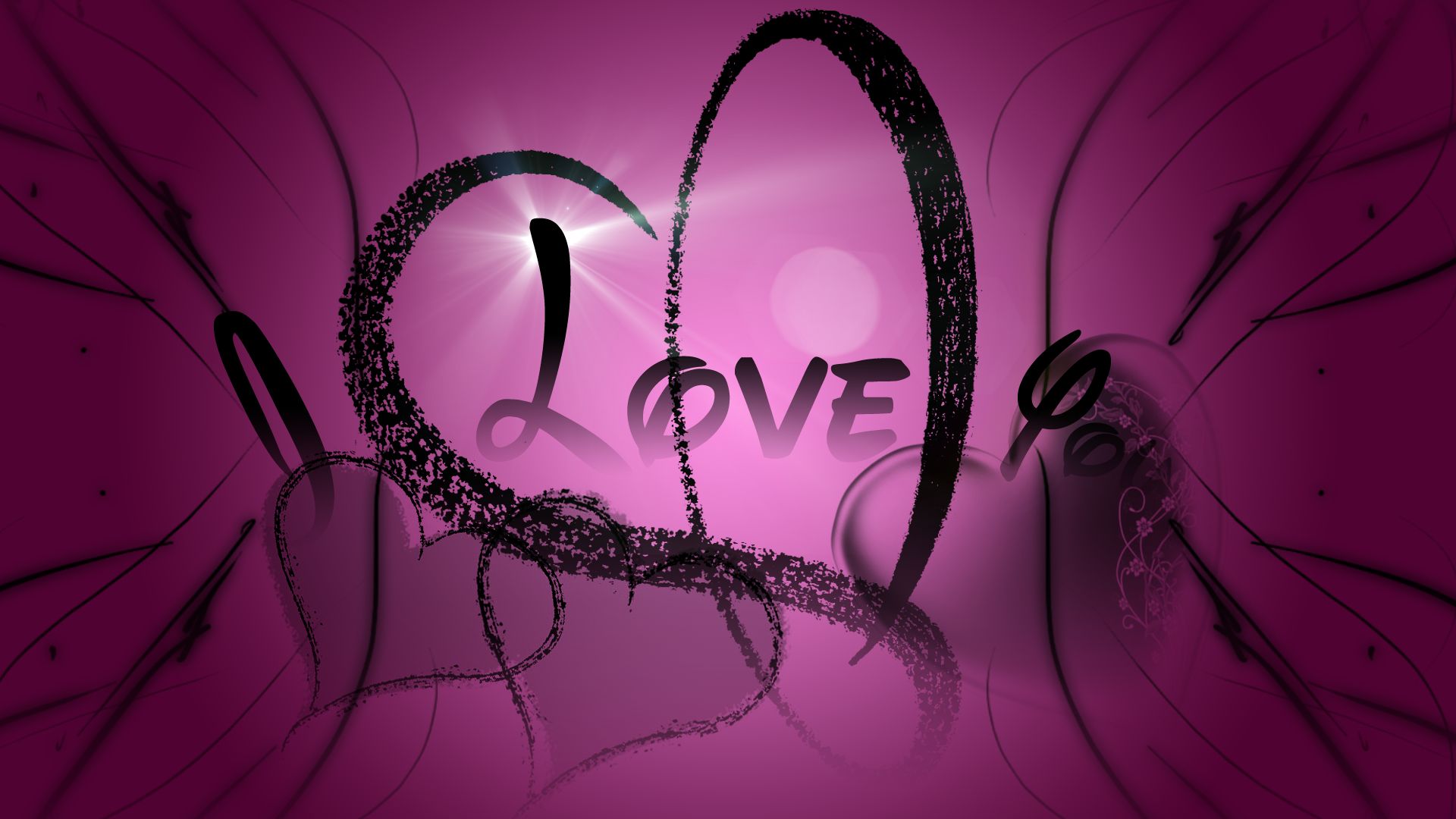 Скачать обои бесплатно Любовь, Сердце, Чёрный, Пурпурный, Художественные картинка на рабочий стол ПК
