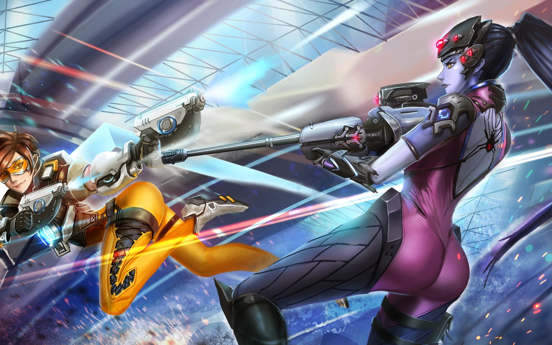 Free download wallpaper Overwatch, Video Game, Tracer (Overwatch), Widowmaker (Overwatch) on your PC desktop