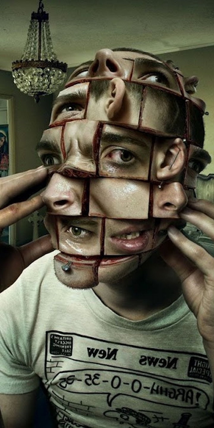 Download mobile wallpaper Dark, Head, Creepy, Face, Puzzle for free.