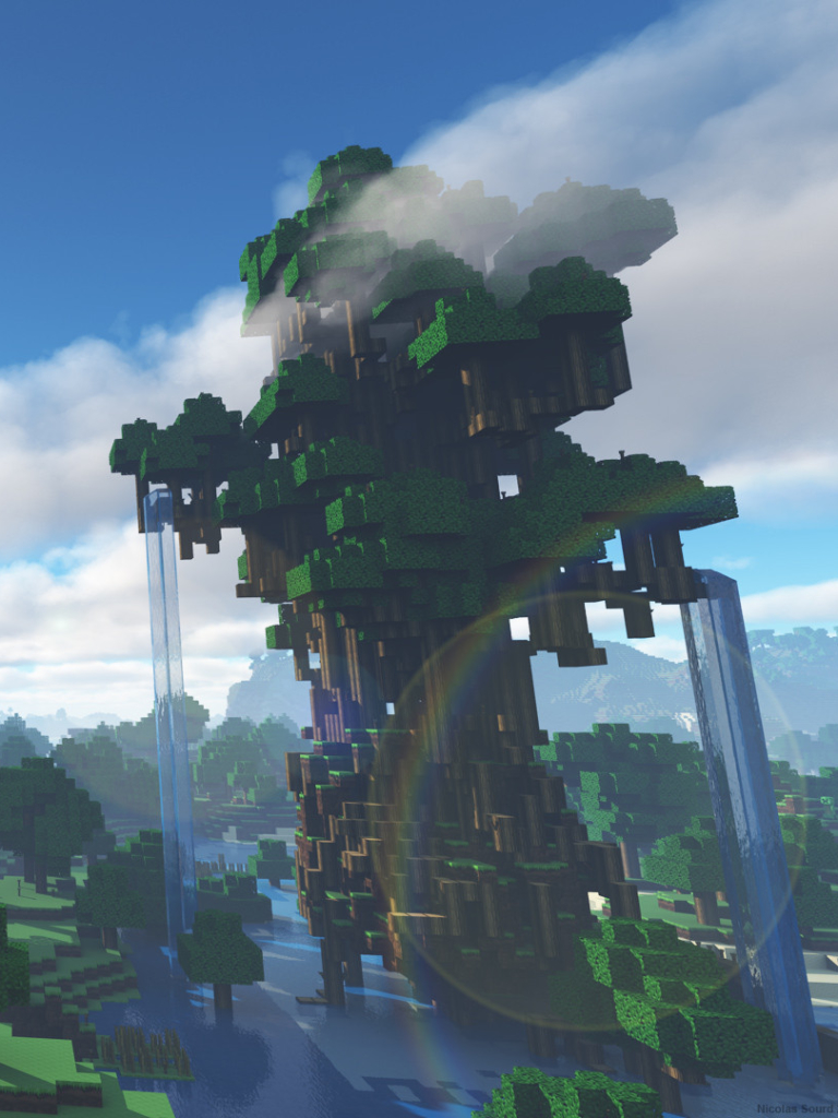 Download mobile wallpaper Sky, Minecraft, Forest, Tree, Jungle, Video Game, Mojang for free.