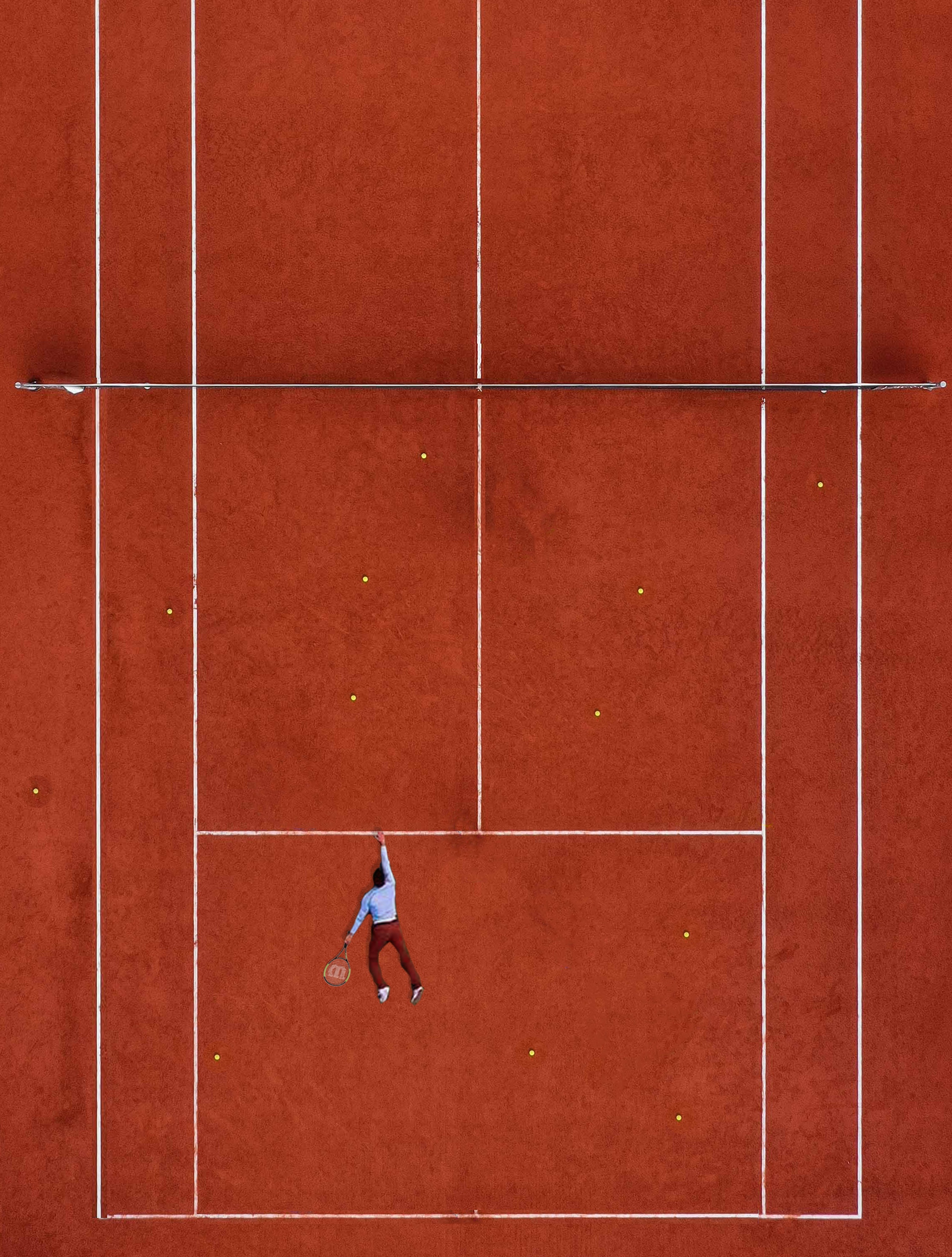 tennis, athlete, markup, lines, minimalism, court, sportsman Full HD