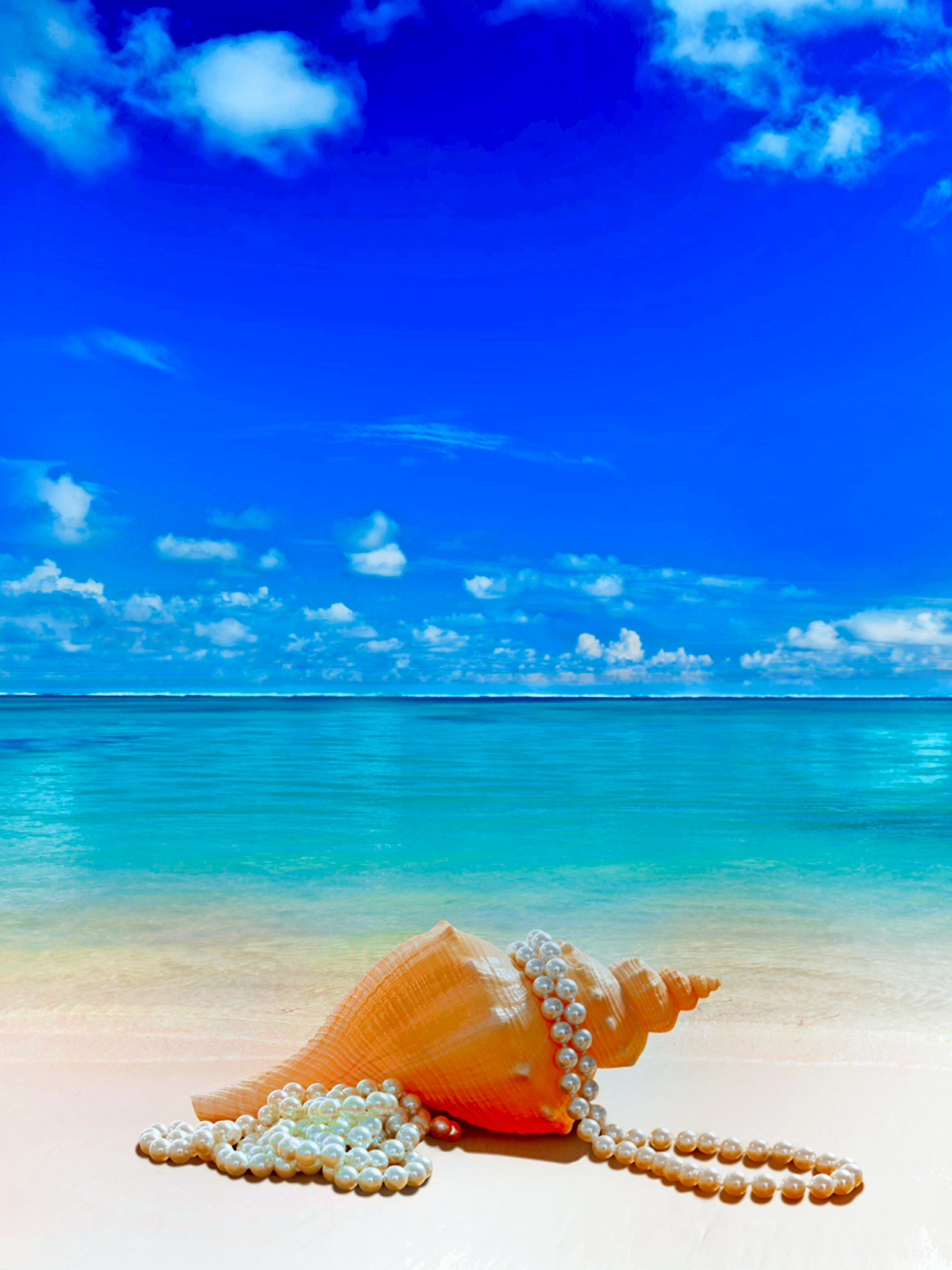 Download mobile wallpaper Nature, Sky, Beach, Summer, Horizon, Tropical, Pearl, Shell, Photography for free.